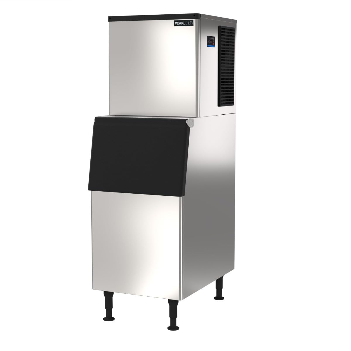 PeakCold Modular Commercial Ice Maker, 420 lbs/Day, 275lb Storage Bin, Floor Model Stainless Steel Half-Cube Ice Maker with Digital Controller