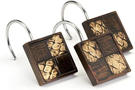 Zahari Home 13pc Zambia Animal Shower Curtain Set & Hooks - Classic Fabric Shower Curtain - Unique Western Country Design