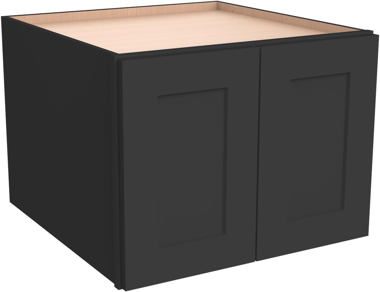 Solid Wood Wall Cabinet,Shaker Style Wall-Mounted Kitchen Storage Cabinet with Soft-Close Doors, RTA Pantry Organizer for Bathroom, Garage, Laundry (Charcoal Black, 33" W x 24" D x 24" H)