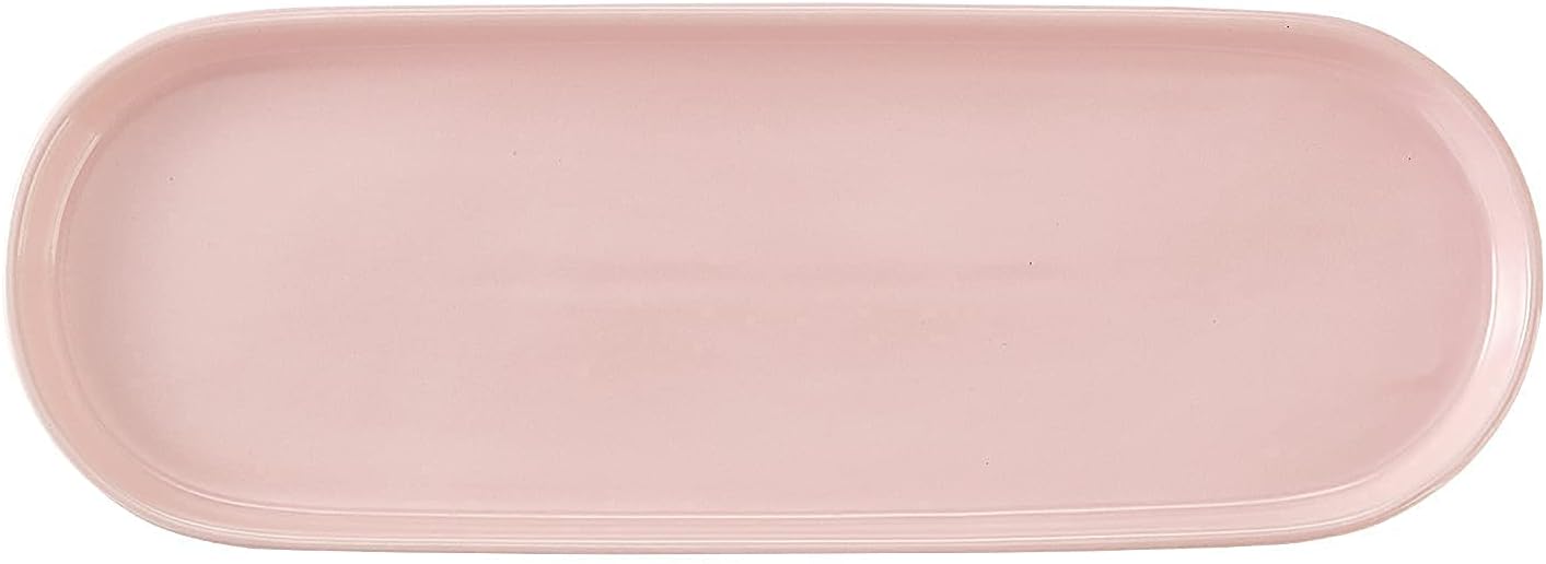 Ceramic Sink Tray, Bathroom Counter Tray, Bathtub Tray, Cosmetics Dish, Candle Tray, Perfume Shampoo Liquid Soap Tray Simple Style Design Suit for Bathroom and Kitchen (Pink)