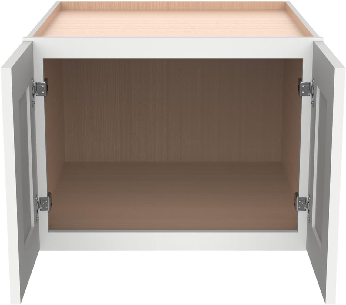 Solid Wood Wall Cabinet,Shaker Style Wall-Mounted Kitchen Storage Cabinet with Soft-Close Doors, RTA Pantry Organizer for Bathroom, Garage, Laundry (Origami White, 33" W x 24" D x 24" H)