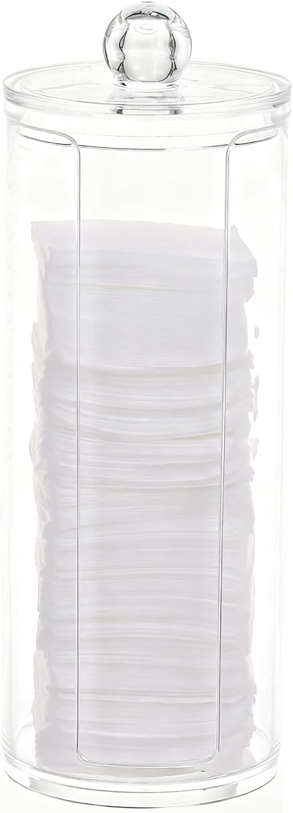 AXX Qtip Dispenser Apothecary Jars Bathroom - Qtip Holder Storage Canister Clear Plastic Jar for Cotton Swab,Q-Tips,Cotton Rounds (M#Clear 1Pcs)