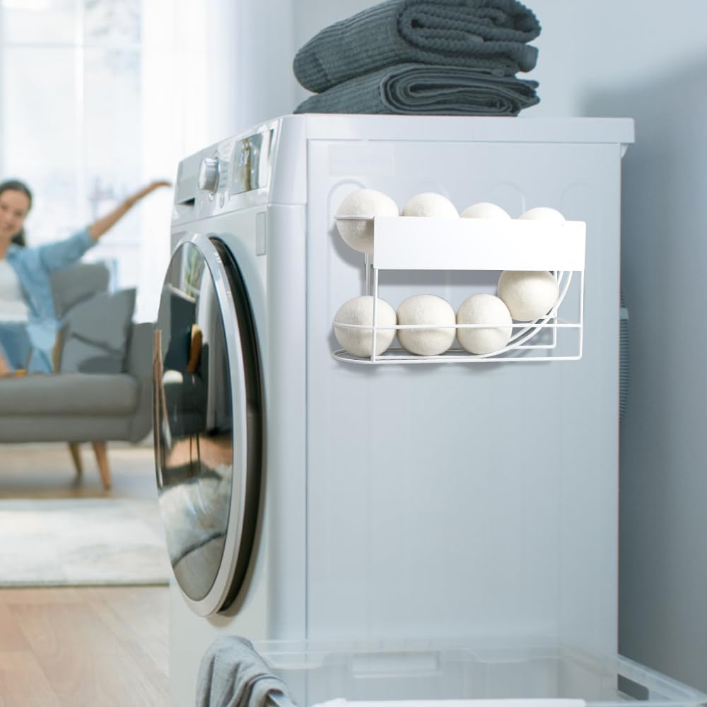 Picowe Large Dryer Ball Organizer Magnetic Storage Bin, Rollable Magnetic Dryer Ball Holder for Laundry Room Organization and Storage to Hold 8 Dryer Balls, Without Balls