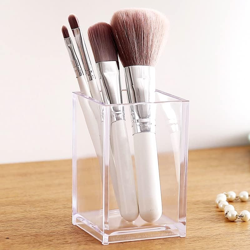 3 Pack Clear Acrylic Cosmetic Pencil Pen Holder Cup, Clear Makeup Brush Holder, Desk Acrylic Brushes Storage