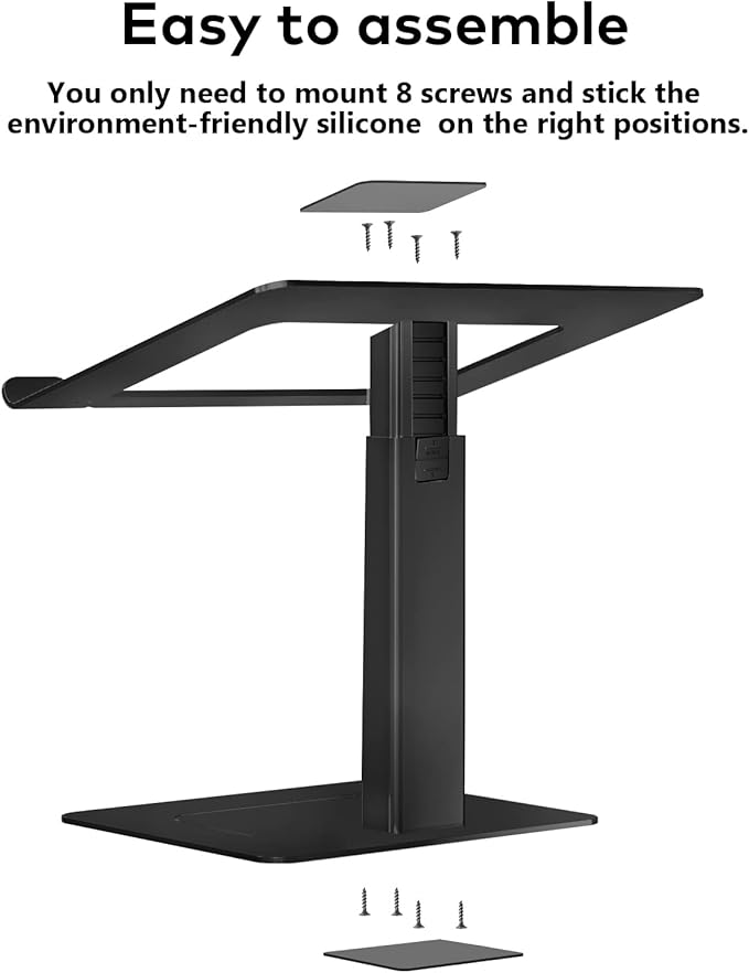 Laptop Stand for Desk, Ergonomic Aluminum Laptop Stand Adjustable Height from 7-15", Sitting and Standing Laptop Riser for 10-17" Notebook (Black)