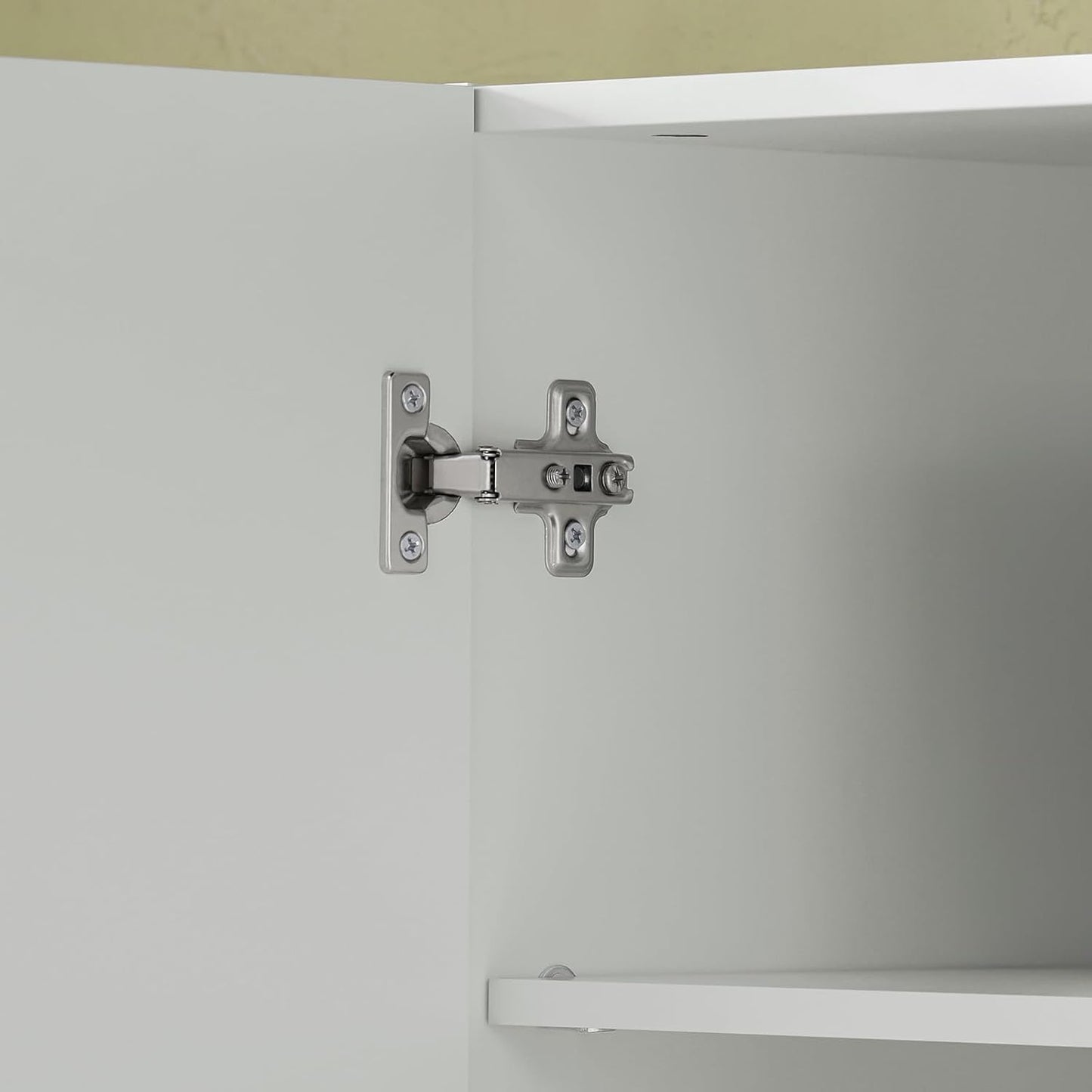 3-Doors Bathroom and Laundry Room Wall Cabinet with Adjustable Shelves, Wall Mounted MDF Storage Organizer Over Toilet or Washer, White, HUS-FRG231-L