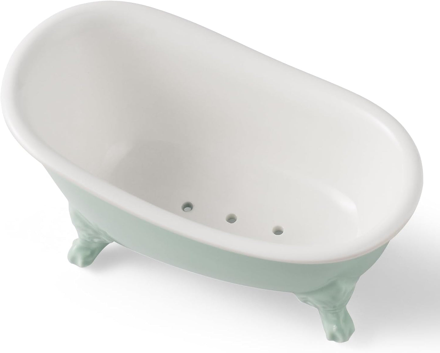 6.1" Vintage Ceramic Mini Decorative Clawfoot Bathtub Bar Soap Dish, Kitchen Sponge Holder and Shower Tray for Bathroom, 1 Pack (Bright Teal)