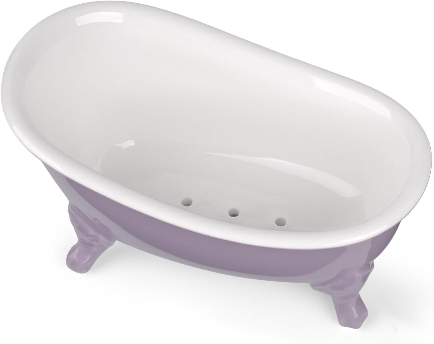 6.1" Vintage Ceramic Mini Decorative Clawfoot Bathtub Bar Soap Dish, Kitchen Sponge Holder and Shower Tray for Bathroom, 1 Pack (Lavender)