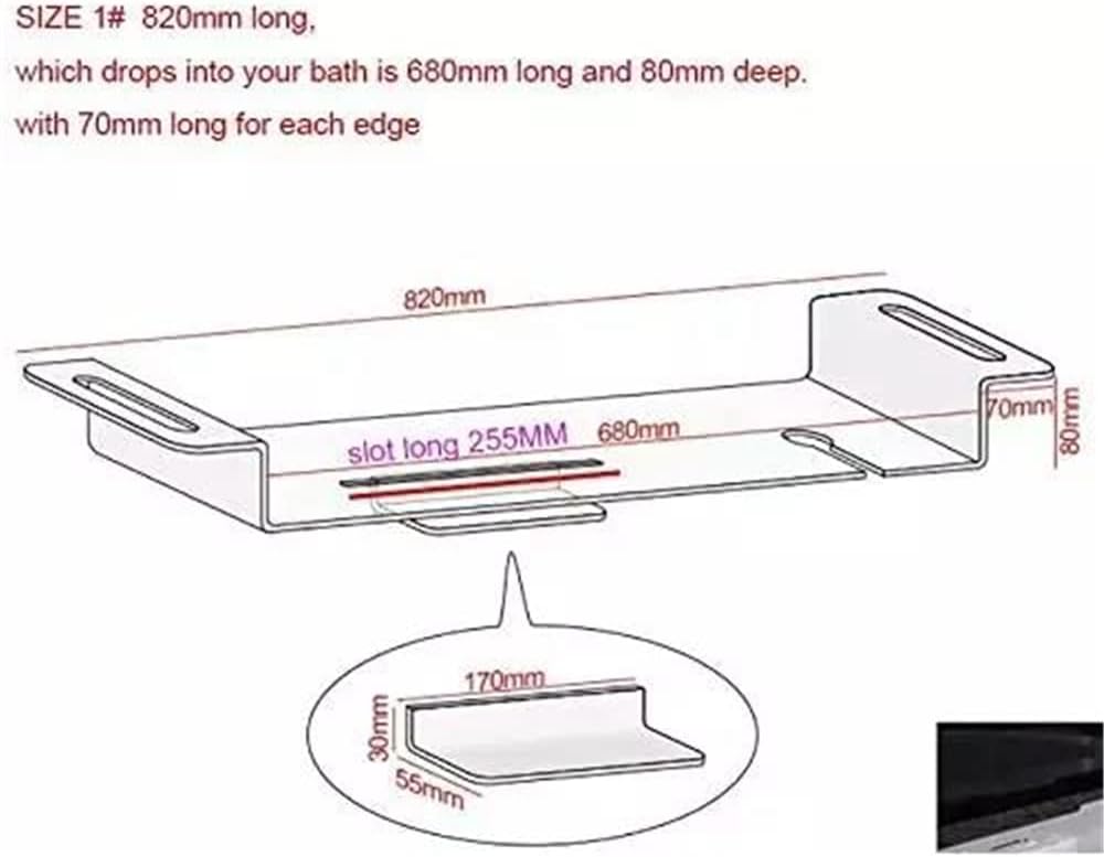 WANLIAN 33inch Luxury Bathtub Caddy for Bathroom - Table Tray with Storage and Organizer (Clear-C)