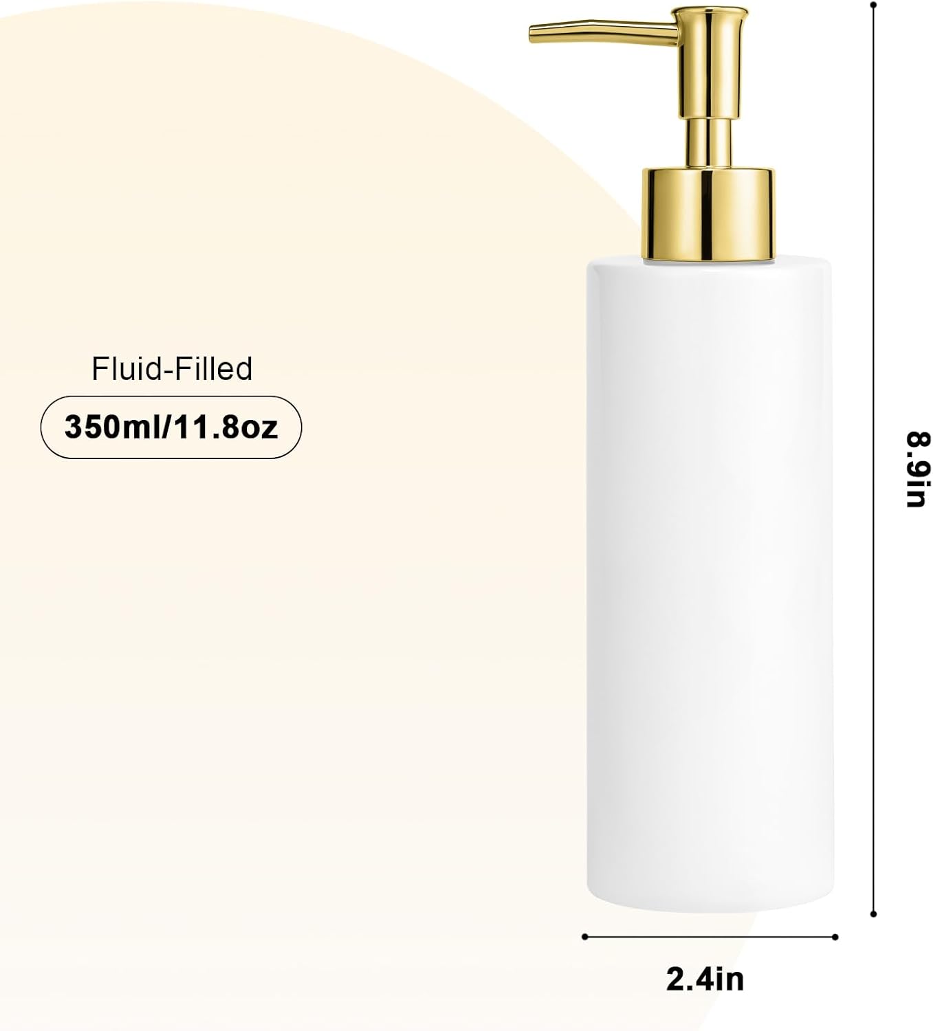 Ceramic Soap Dispenser 11.8oz Liquid Ceramic Soap Pump Dispenser for Bathroom, Refillable Dish Soap Dispenser for Kitchen