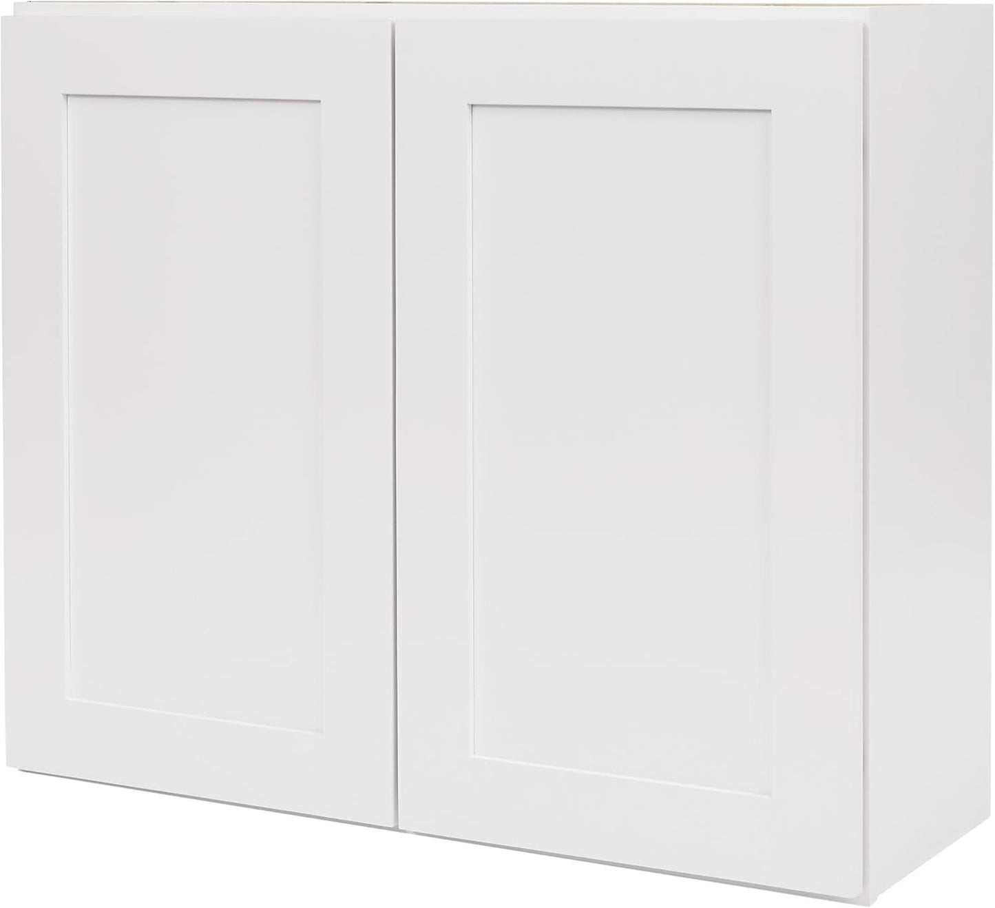 White Shaker Wall Cabinet - Ready to Assemble, Perfect for Kitchen, Laundry, and Bathroom Storage - 36”W x 42”H x 12”D