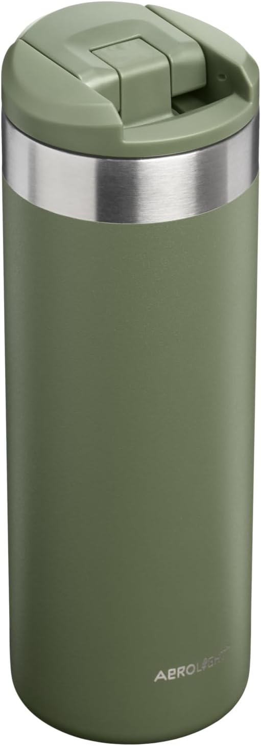 Stanley AeroLight Transit Bottle 16 oz | Locking Drink Through Lid | Leak Resistant Water Bottle or Coffee Travel Mug | Lightweight Insulated Stainless Steel | BPA-Free | Dried Pine