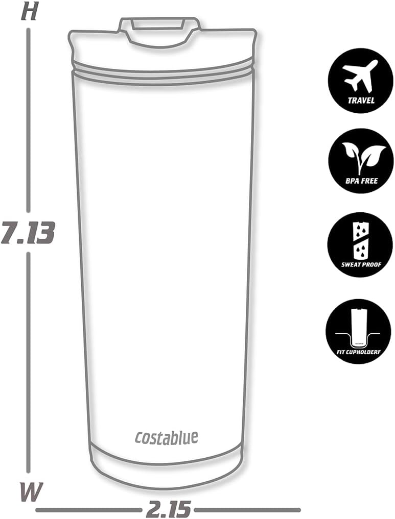 Travel Coffee Mug - 16 Oz. Stainless Steel Insulated Coffee Mug, Leak Proof Tumbler w/Dishwasher Safe Lid, Double Wall Travel Coffee Cup, Reusable Insulated Tumbler for Hot & Cold Beverages