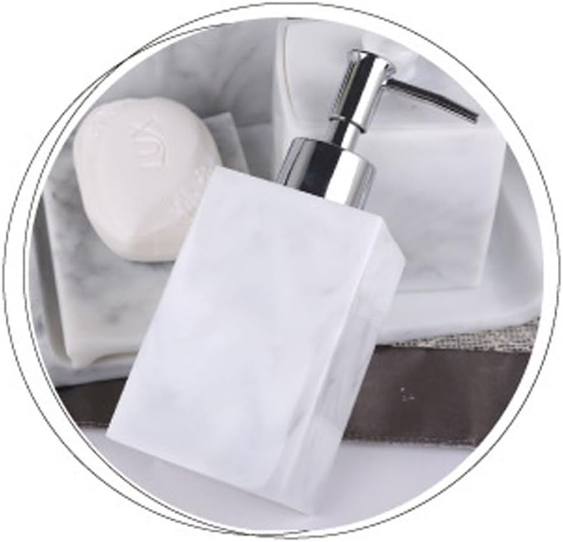 Resin 5pcs Bathroom Accessory Set - Tumbler, Soap Dish, Liquid Soap Dispenser, Toothbrush Holder,Grey