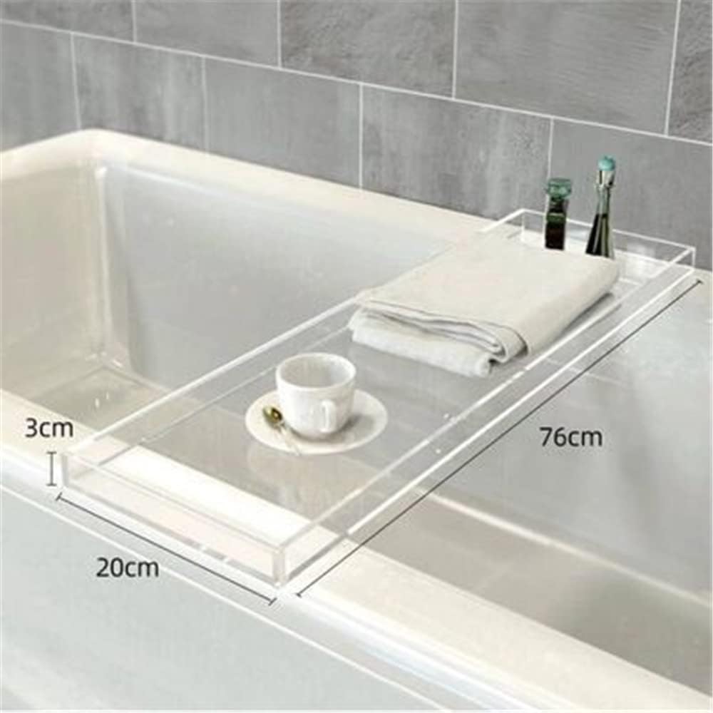 WANLIAN Luxury Bathtub Caddy Tray for Bathroom and Shower Storage - Clear Handles