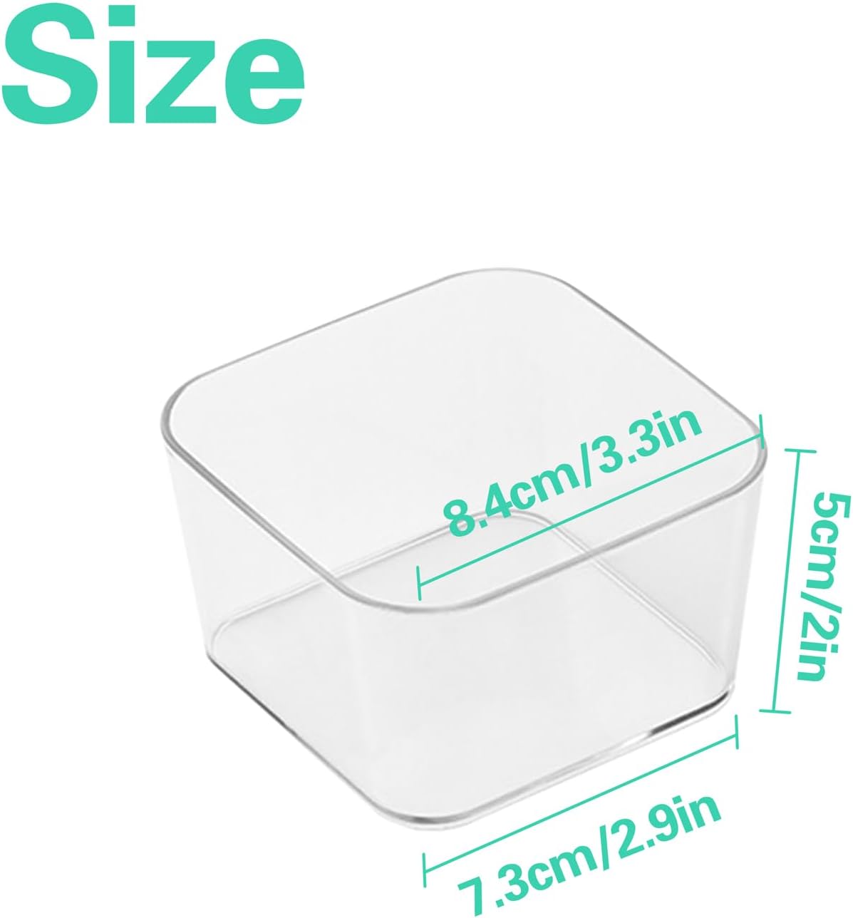 6pcs Clear Acrylic Storage Container, Desk Organizer Drawer Square Tray, Small Makeup Vanity Storage Bins Widely for Kitchen Cabinet, Tool, Office Desk, Gadgets, Pens, Paper Clips, No Lid