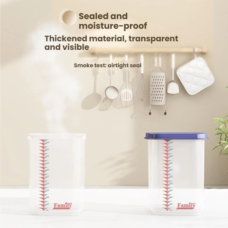 Airtight Food Storage Container With Lids 9PCS Family Set, BPA-Free Food-grade Plastic Stackable Leak-proof Kitchen Pantry Organizers for Pasta, Nuts, Dry Goods, Snack,Modular Design (Purple)