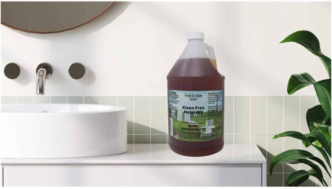 Naturally Preformed Enzyme Cleaner, Enzyme Solution, Multi-Purpose Cleaner, Laundry Additive and More - Concentrate - Fresh and Clean Scent -128oz