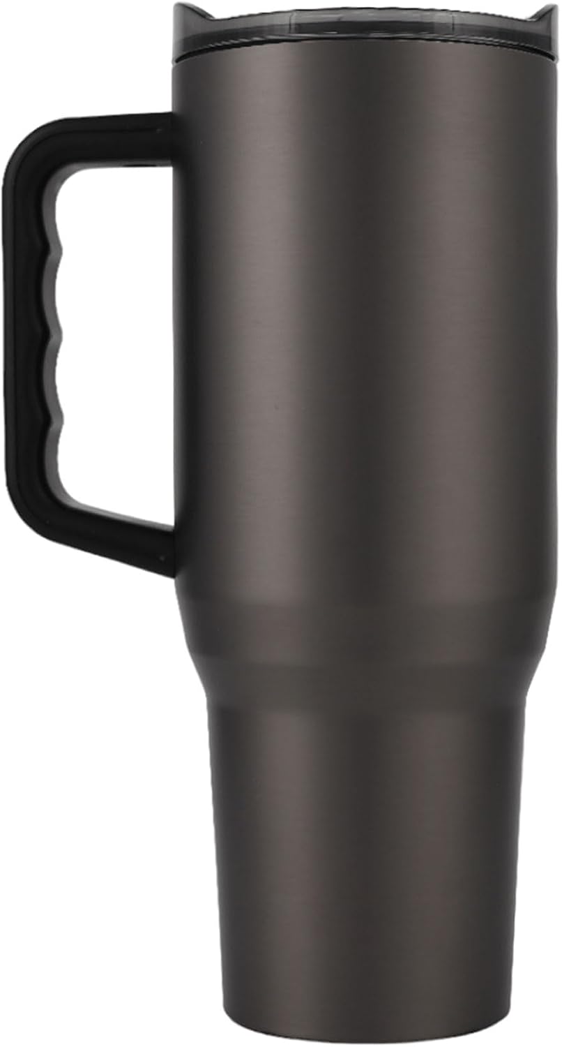 Yukon Outfitters Fit Forty 40oz Double Wall Vacuum Insulated Stainless Steel Tumbler with Reusable Straw & Ergonomic Handle | For Hot or Cold Beverage, Titanium