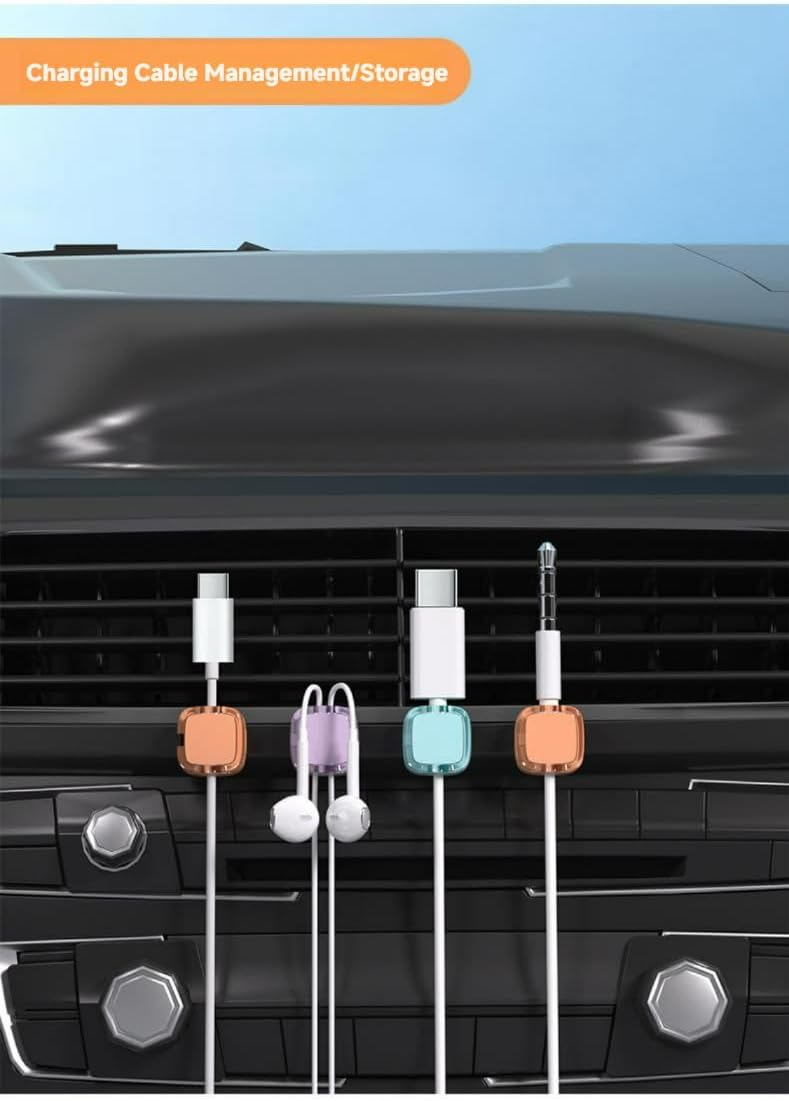 8 Pack Magnetic Cable Clips – Adjustable Cord Holder for Desk, Nightstand, Car, Office | Adhesive Cable Clips & Wire Clips for Cable Management | Organize Charger Holders for Cords, Phone Cord Holder