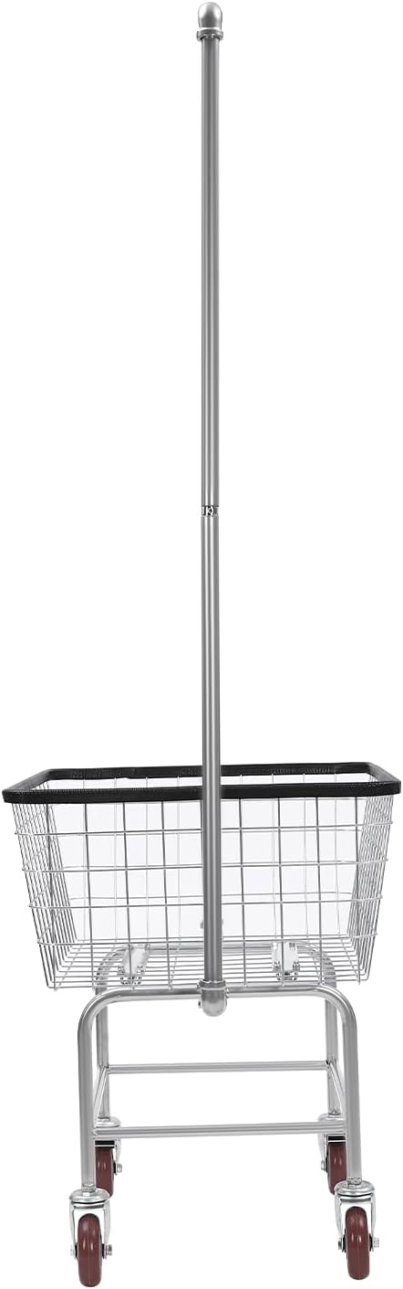 Wire Laundry Basket with Wheels,Commercial Laundry Basket Cart,Heavy Duty Rolling Laundry Cart with Rod Rack for Lau-ndry Clothes Storage (Type 1)