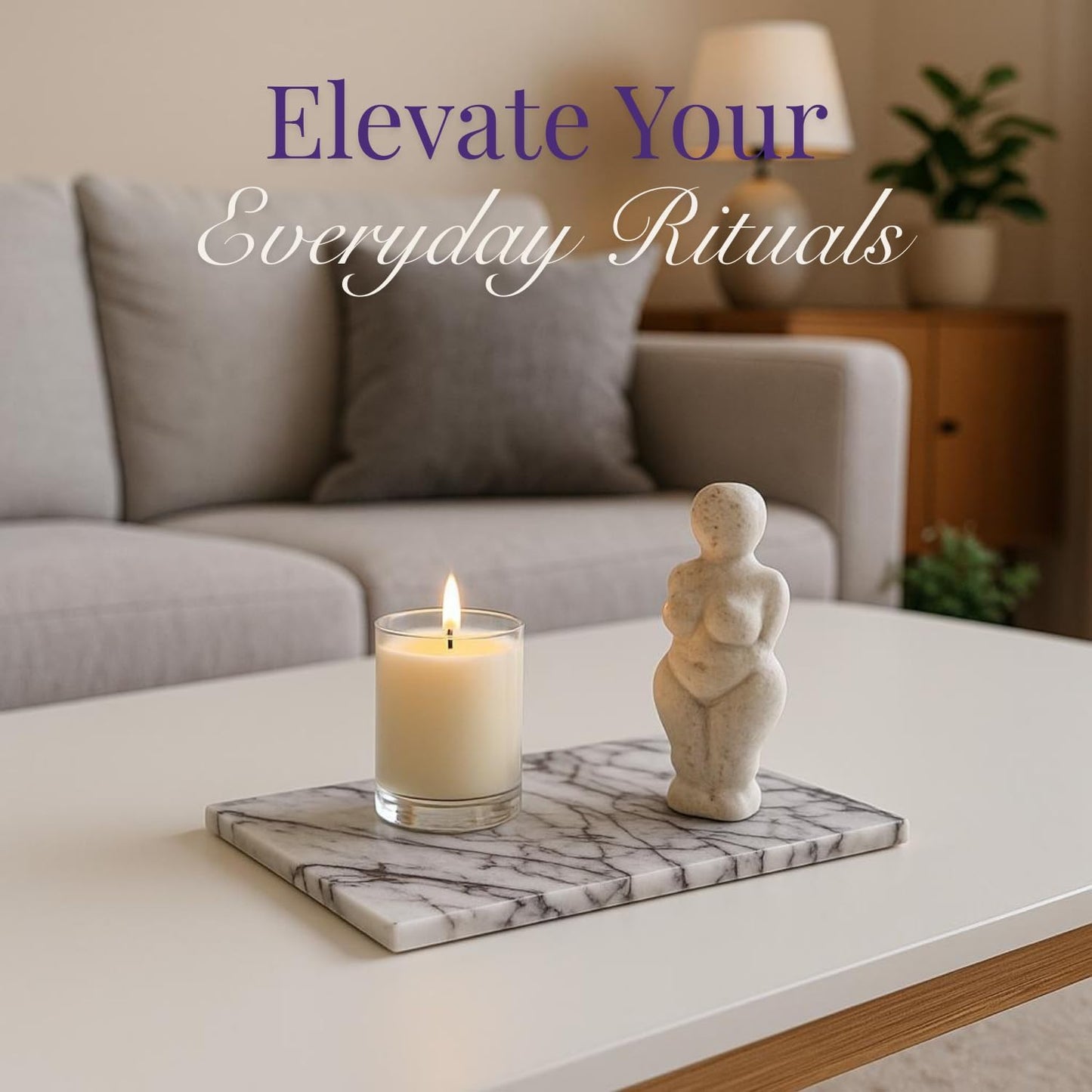 Handcrafted Marble Tray – Bathroom Counter Organizer, Jewelry Tray, Perfume Organizer & Decorative Tray for Vanity Accessories, Coffee Table Decor & Bathroom Countertop (Rectangular, Leilac)