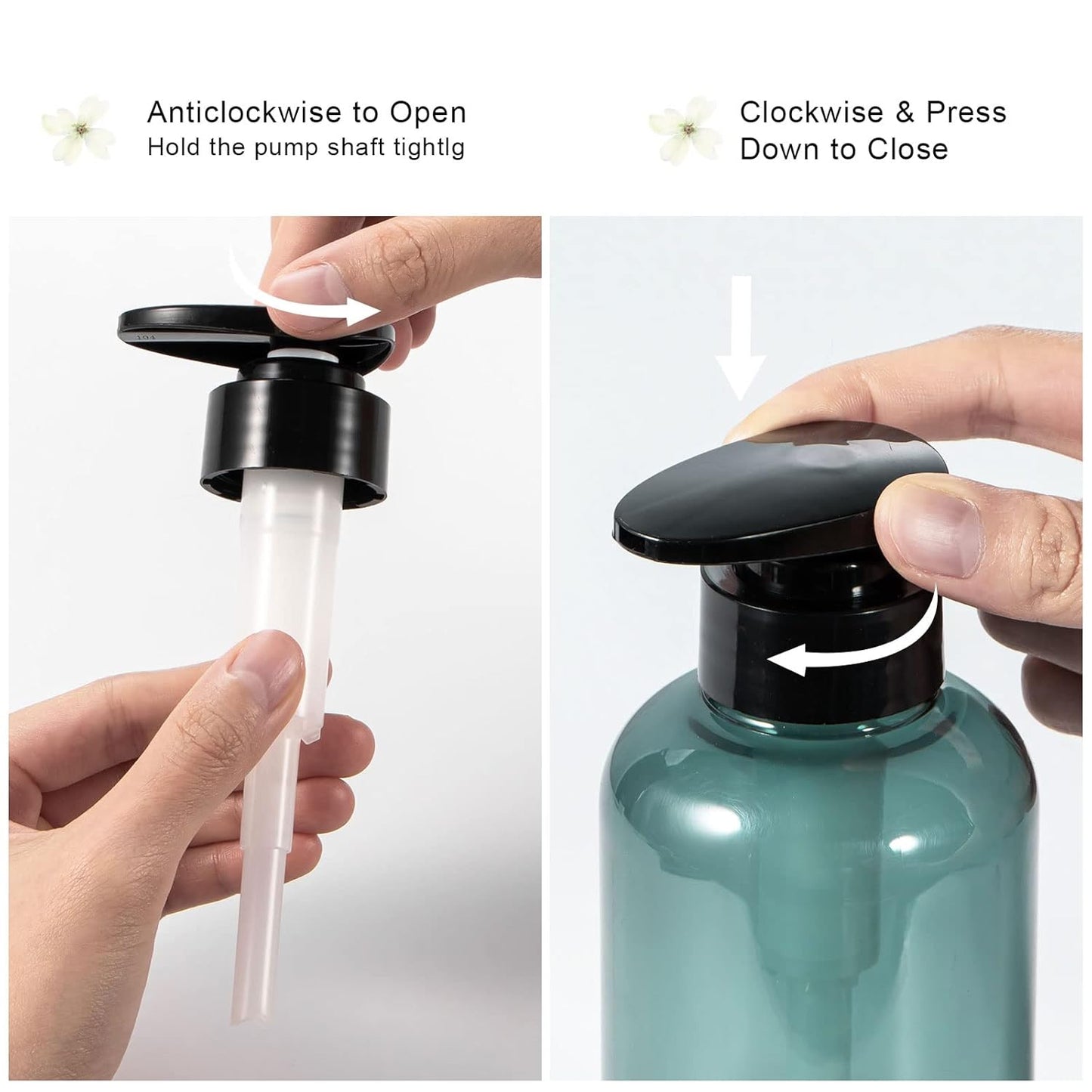 Yebeauty Empty Pump Bottle 10oz, 2 PCS Shampoo Bottles Dispenser with Pump Refillable Containers, 300ml Clear Blue