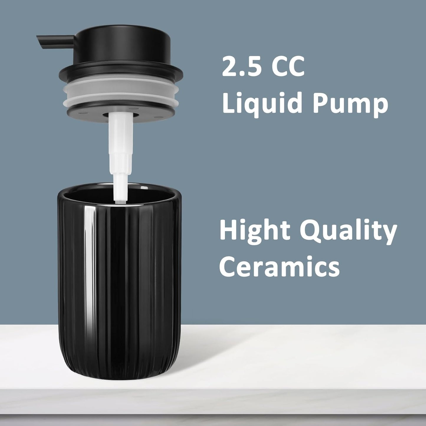 Soap Liquid Dispenser Ceramic with Easy-to-Press Pump Hand Liquid Dispenser (Can't Foam) for Shampoo Bathroom Countertop 13.5 oz
