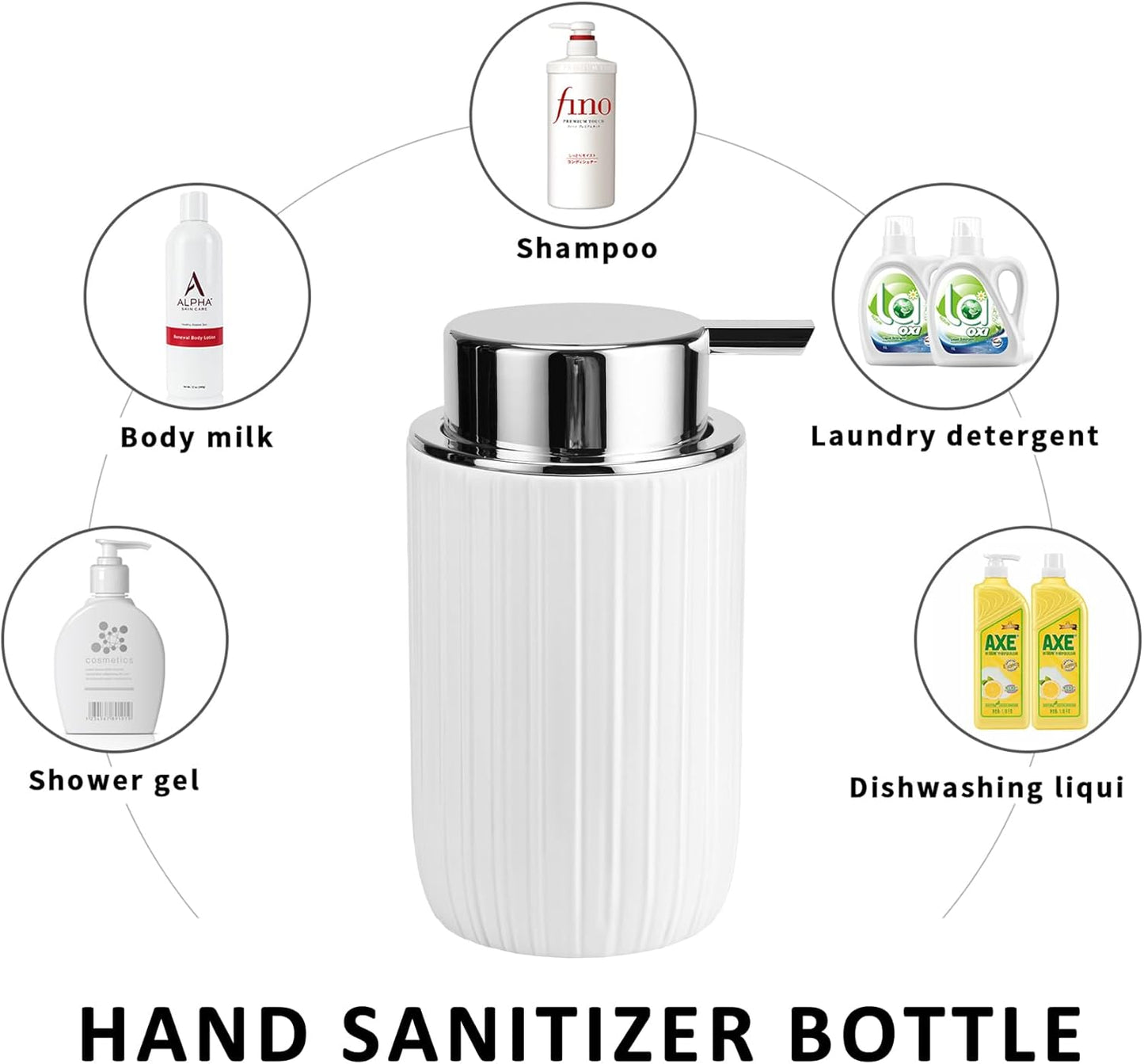 Soap Liquid Dispenser Ceramic with Easy-to-Press Pump Hand Liquid Dispenser (Can't Foam) for Shampoo Bathroom Countertop 13.5 oz