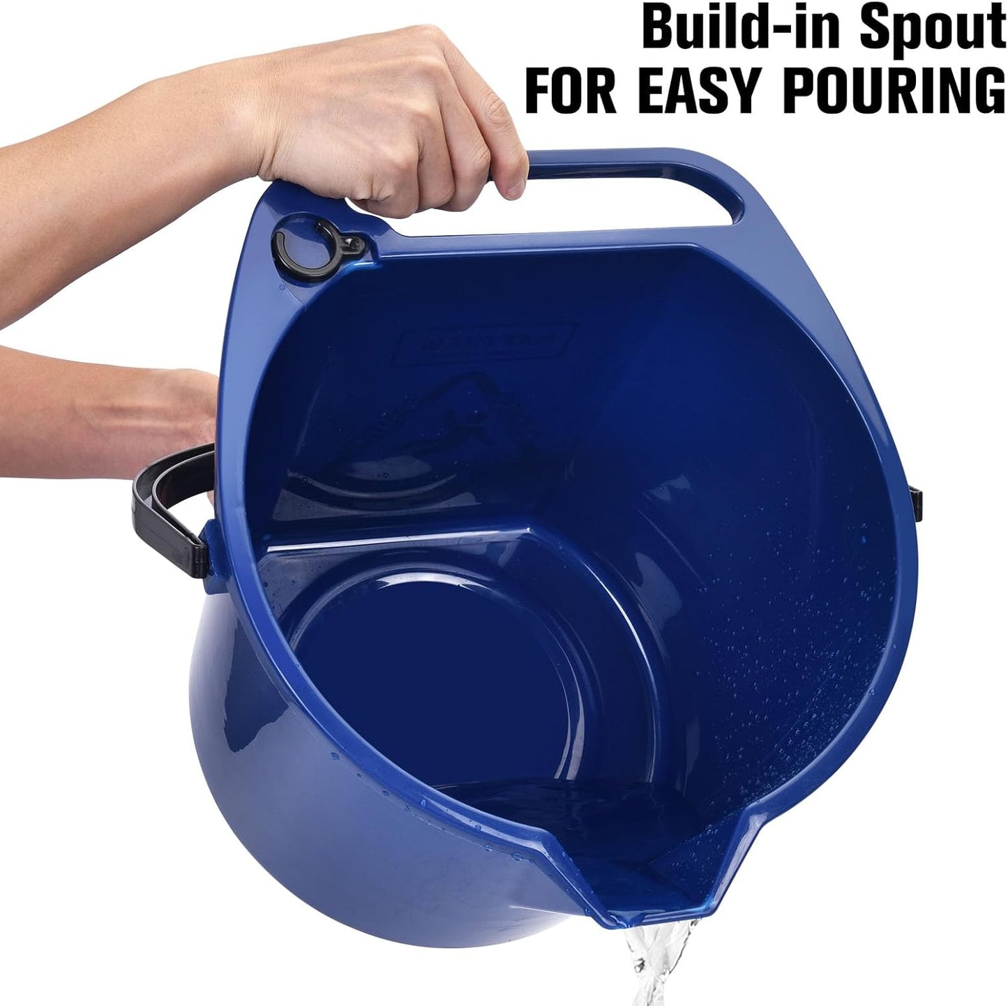 Matthew Cleaning 4.2 Gallon Mop Bucket, Heavy Duty Plastic Cleaning Bucket with Built-in Pour Spout, Mop Holder and Comfort Grip Handle, House and Commercial Cleaning Supplies, Case Pack 12 Pcs Blue