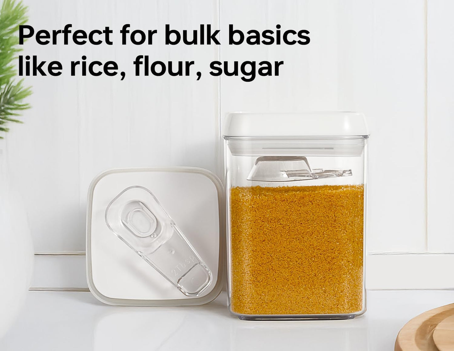 Felli Flip Tite Food Storage Container with Scoop & Lid 5" LARGE Airtight Ring Top, Acrylic Canister for Sugar Flour Baking Powder Rice Pasta, Kitchen Organizer Christmas Gift Set (10pk, Variety)