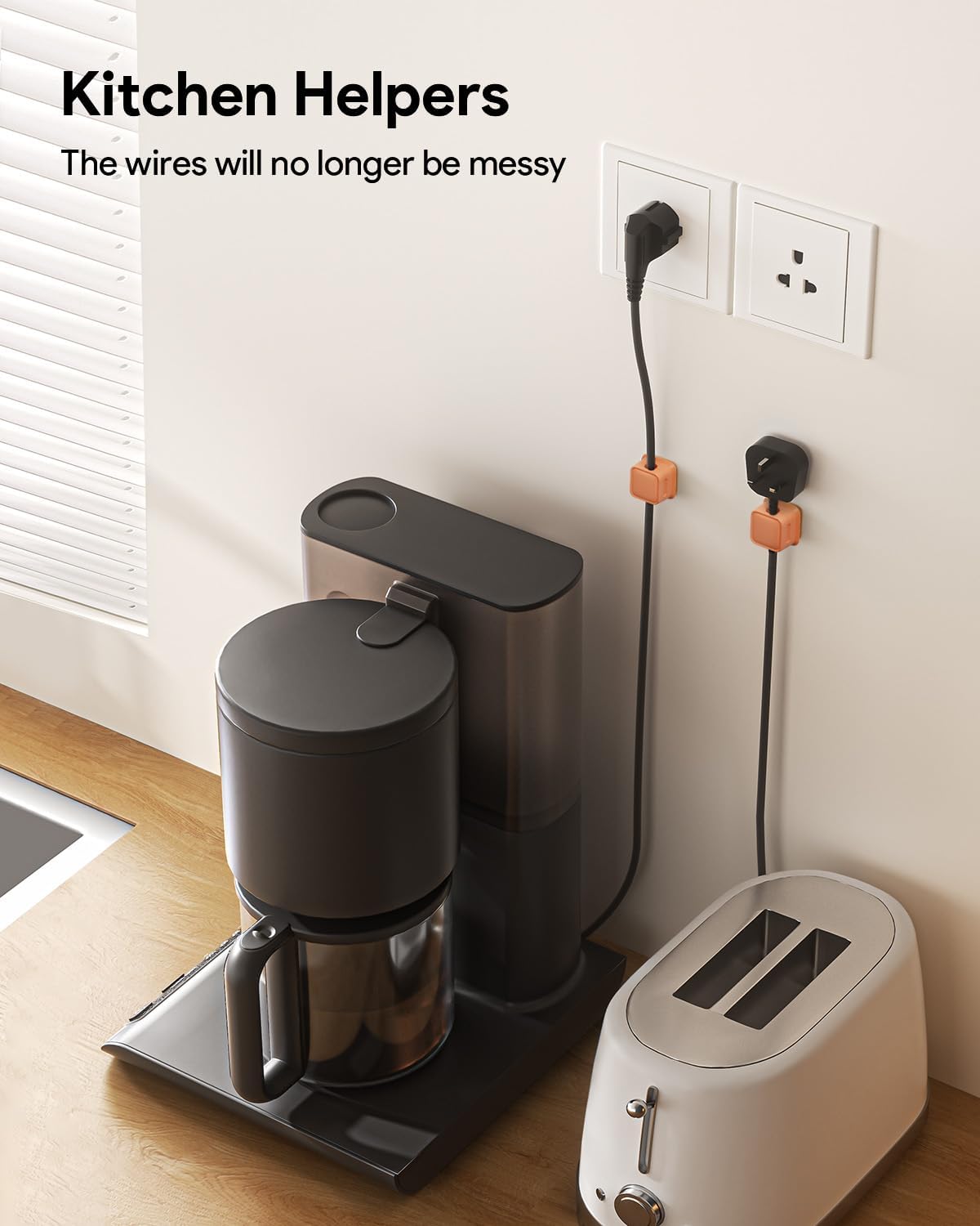 8 Pack Magnetic Cord Organizer, Easy Secure Adhesive Cable Management, Wire Holder Keeper, Hide Or Organize Phone USB Charger Cable, Orange