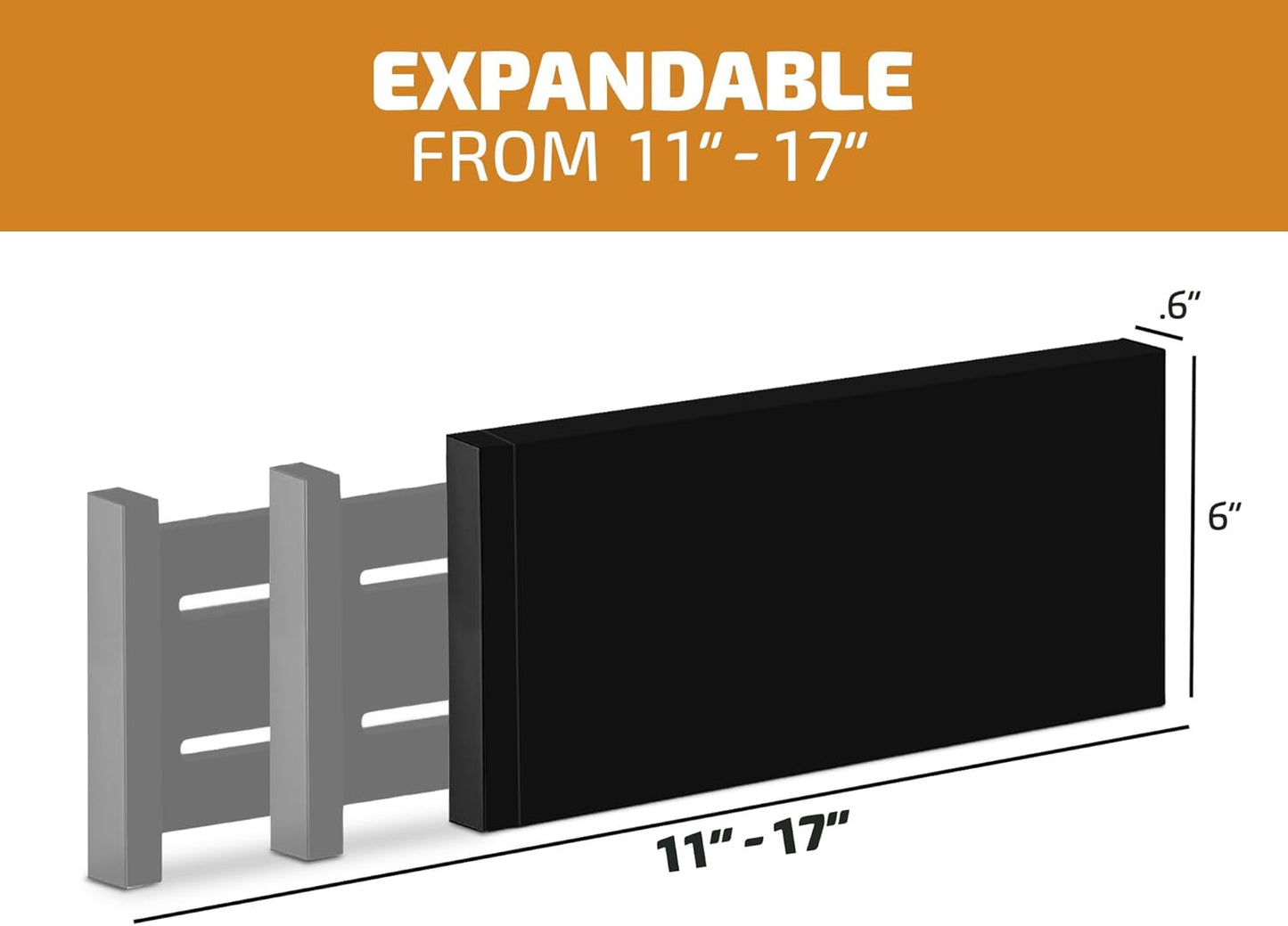 6 Pack Drawer Dividers 6 Inch High, 11”-17" Adjustable Bamboo Organizers Large Expandable Drawer Separators for Cloths, Dresser, Bedroom, Bathroom, Baby Drawer, Office & Kitchen Utensils (Black)