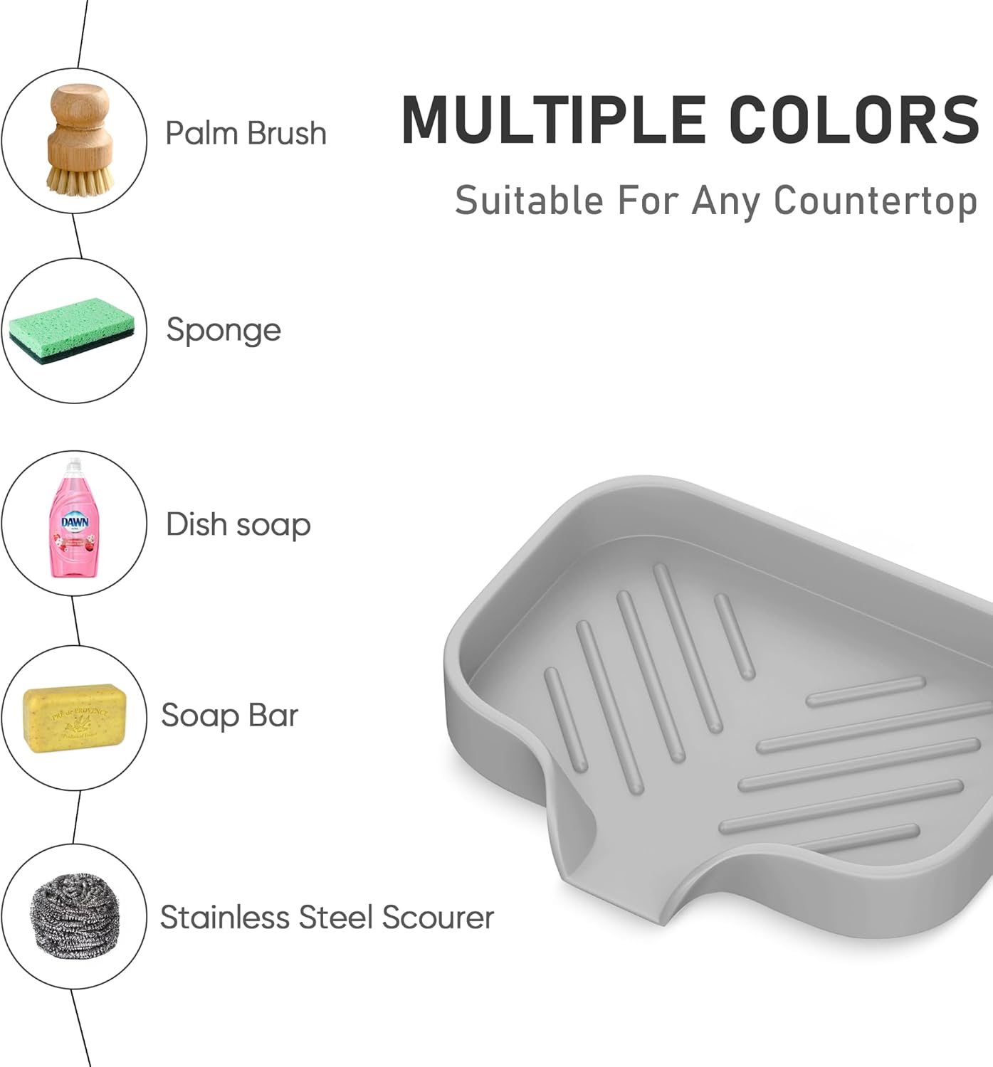 Silicone Soap Dish,4 Pcs Thickened Great High-Purity Silicone Soap Holder,Self Draining Soap Dish Soap Tray Bathroom Soap Dish Bar Soap Holder for Shower (Gray)