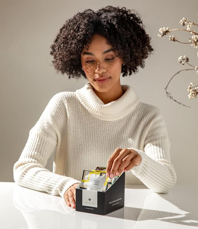 Art of Tea | Assorted Tea Sampler | 12 Count Sampler Box | Breakfast Tea, Earl Grey Creme, Egyptian Chamomile (Non-Caffeinated), French Lemon Ginger (Non-Caffeinated), Green Pomegranate, Mint Green, Tali's Masala Chai, Happy Tea, and White Coconut Creme