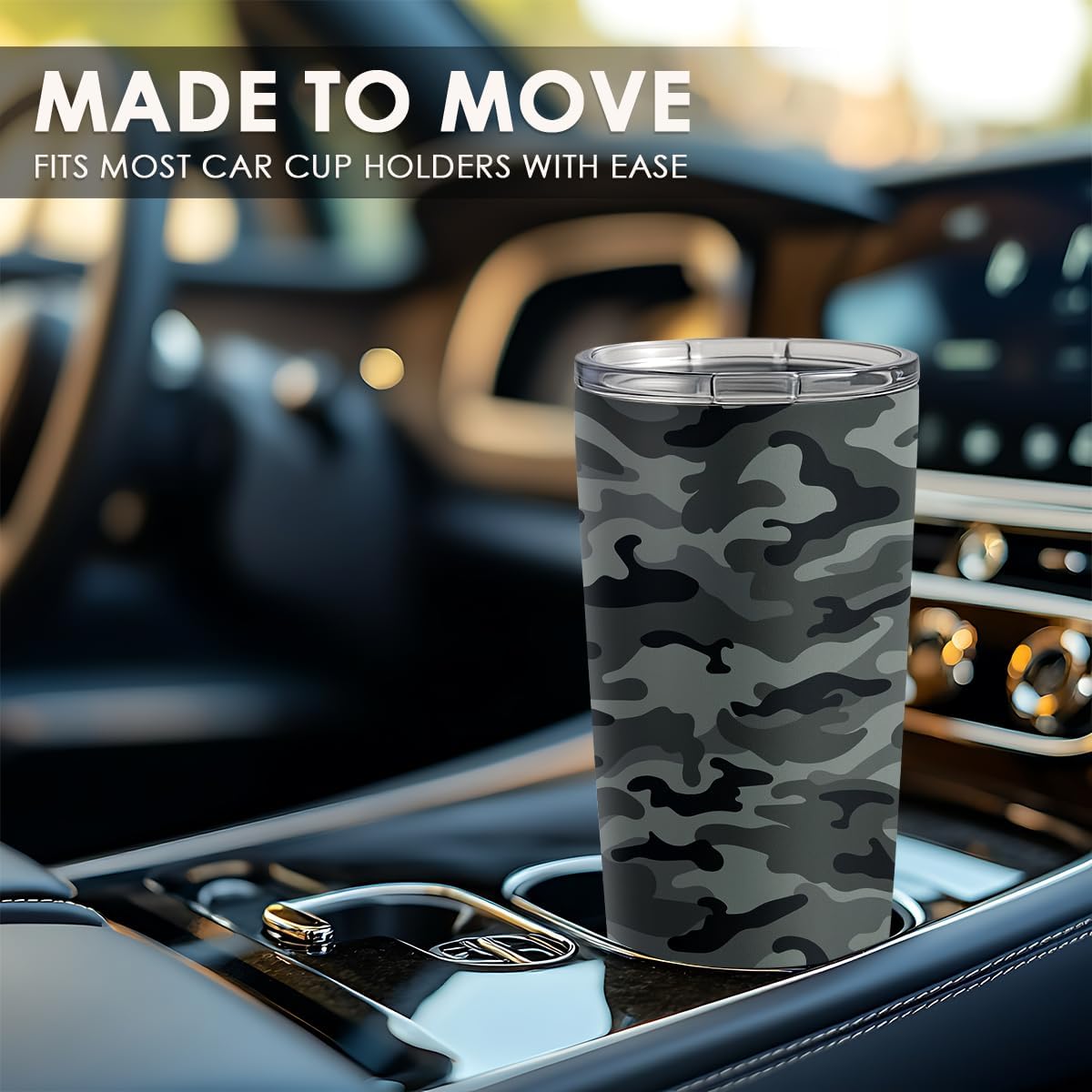 SANDJEST Camo Tumbler 20oz Stainless Steel Double Insulated, Travel Coffee Cup, Gifts for Men Women, Hunting Lovers, Birthday Christmas