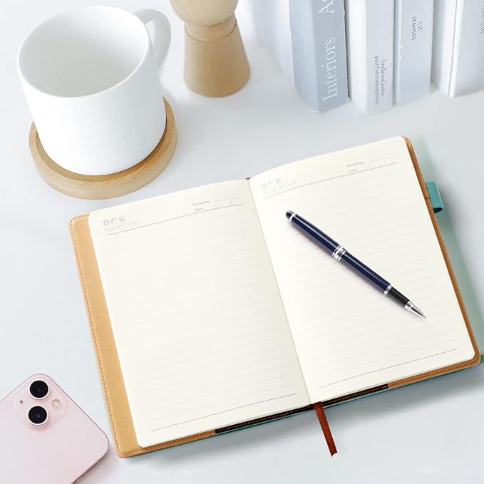 A5 Lined Leather Notebook and Pen Set with Gift Box, 240 Pages Refillable Journal with Pocket and Magnetic Buckle, Hardcover Daily Diary for Men and Women Business Travel Personal Writing- Light Green