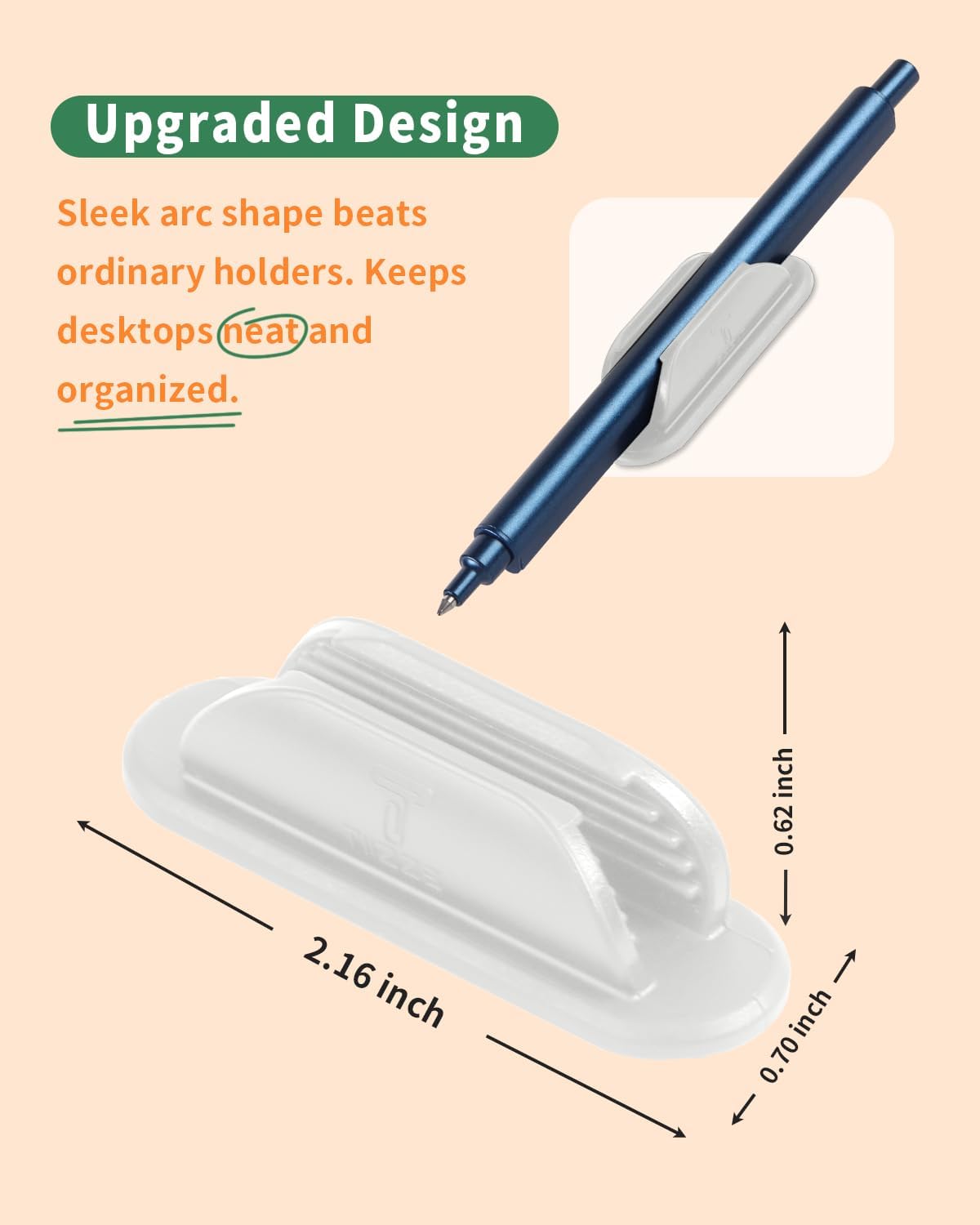 Adhesive Pencil Holders for Desk Set of 10 - Silicone Pen Holder with 15 PCS Adhesive Pads - Flexible Pencil Holder for Office Essentials Accessories and Teacher Supplies, White