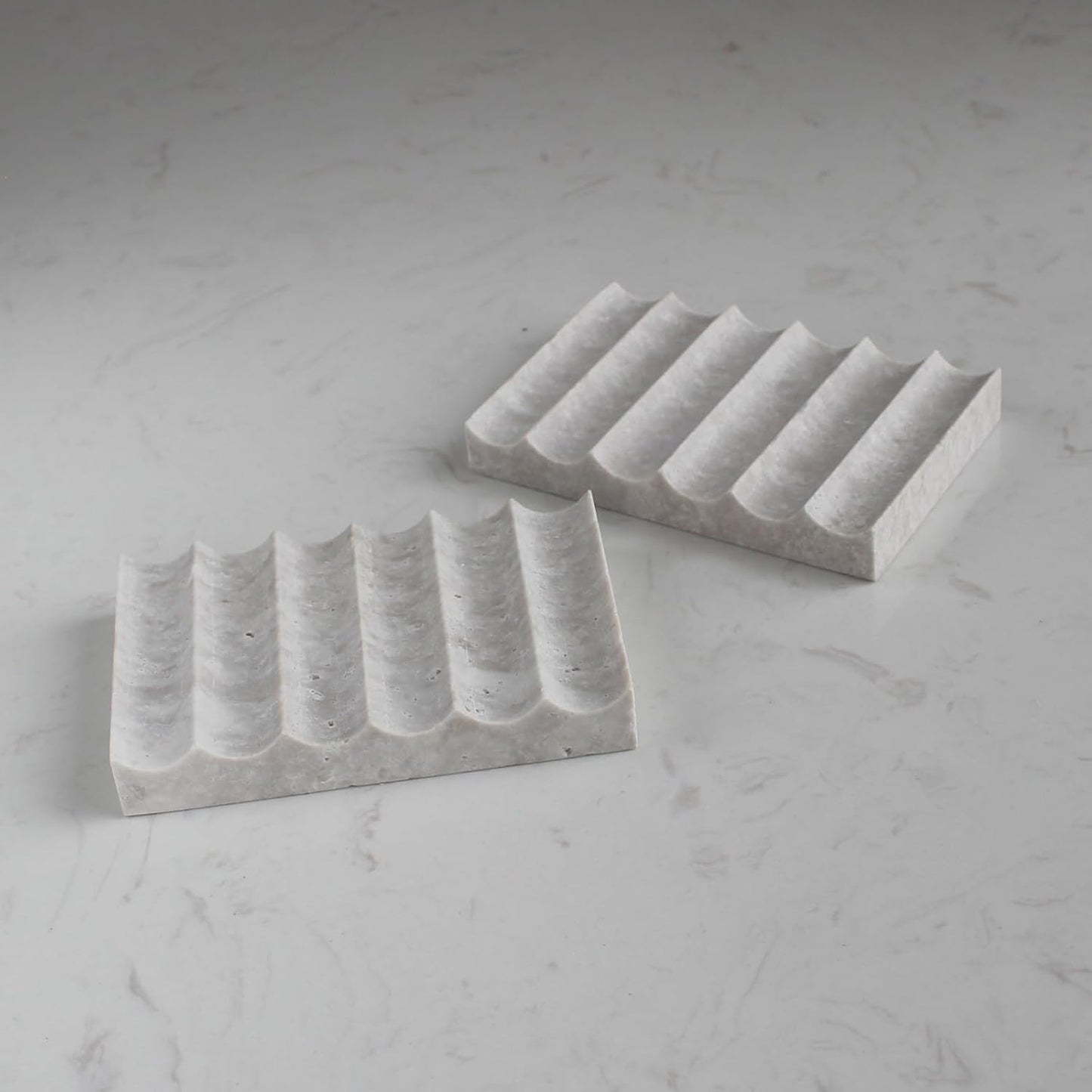 Luxury Travertine Soap Dish, Rectangle Soap Holder, Jewelry Ring Dish, Sponge Holder for Bathroom Kitchen -Grey