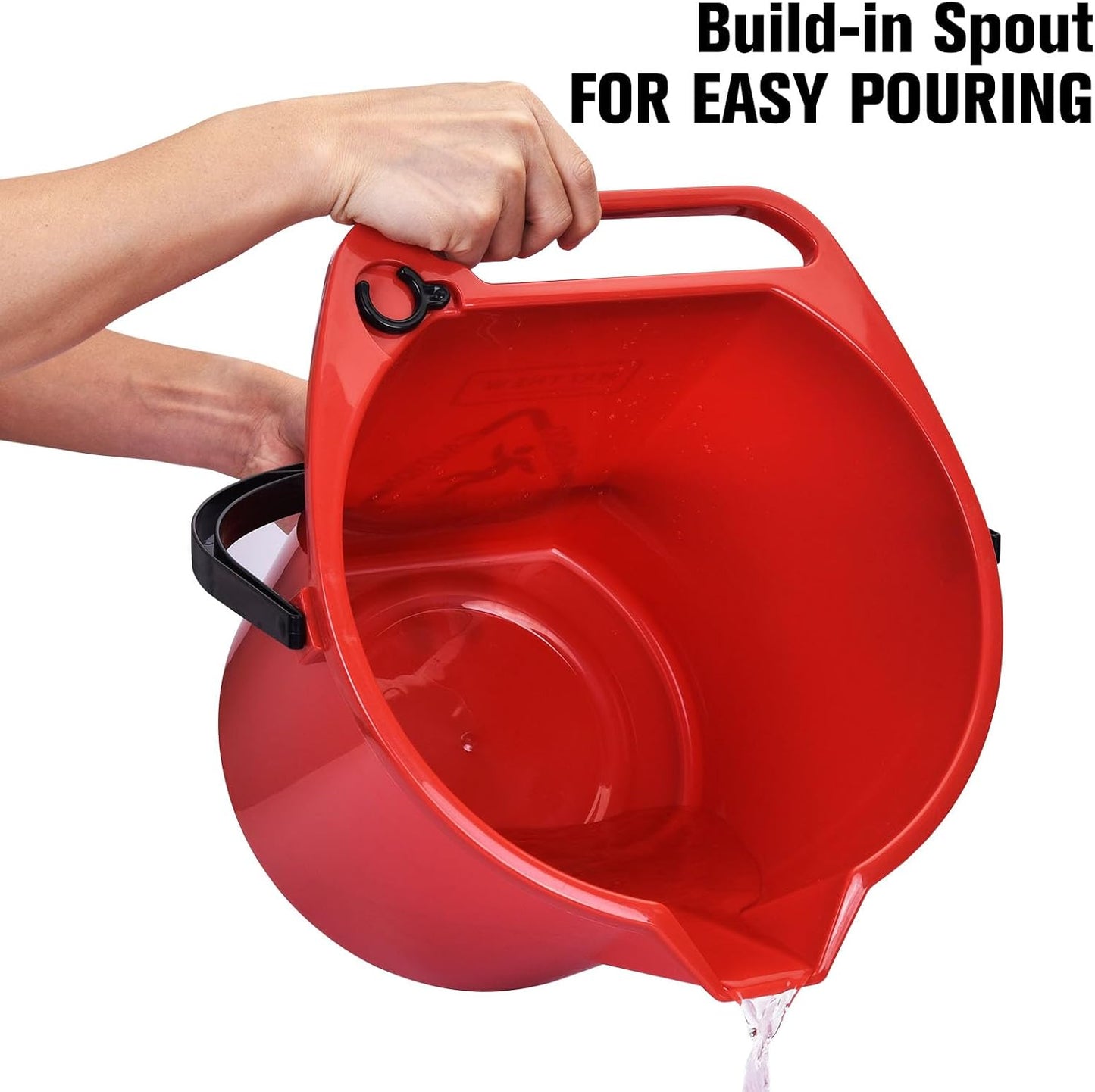 Matthew Cleaning 4.2 Gallon Mop Bucket, Heavy Duty Plastic Cleaning Bucket with Built-in Pour Spout, Mop Holder and Comfort Grip Handle, House and Commercial Cleaning Supplies, 1 Pack Red