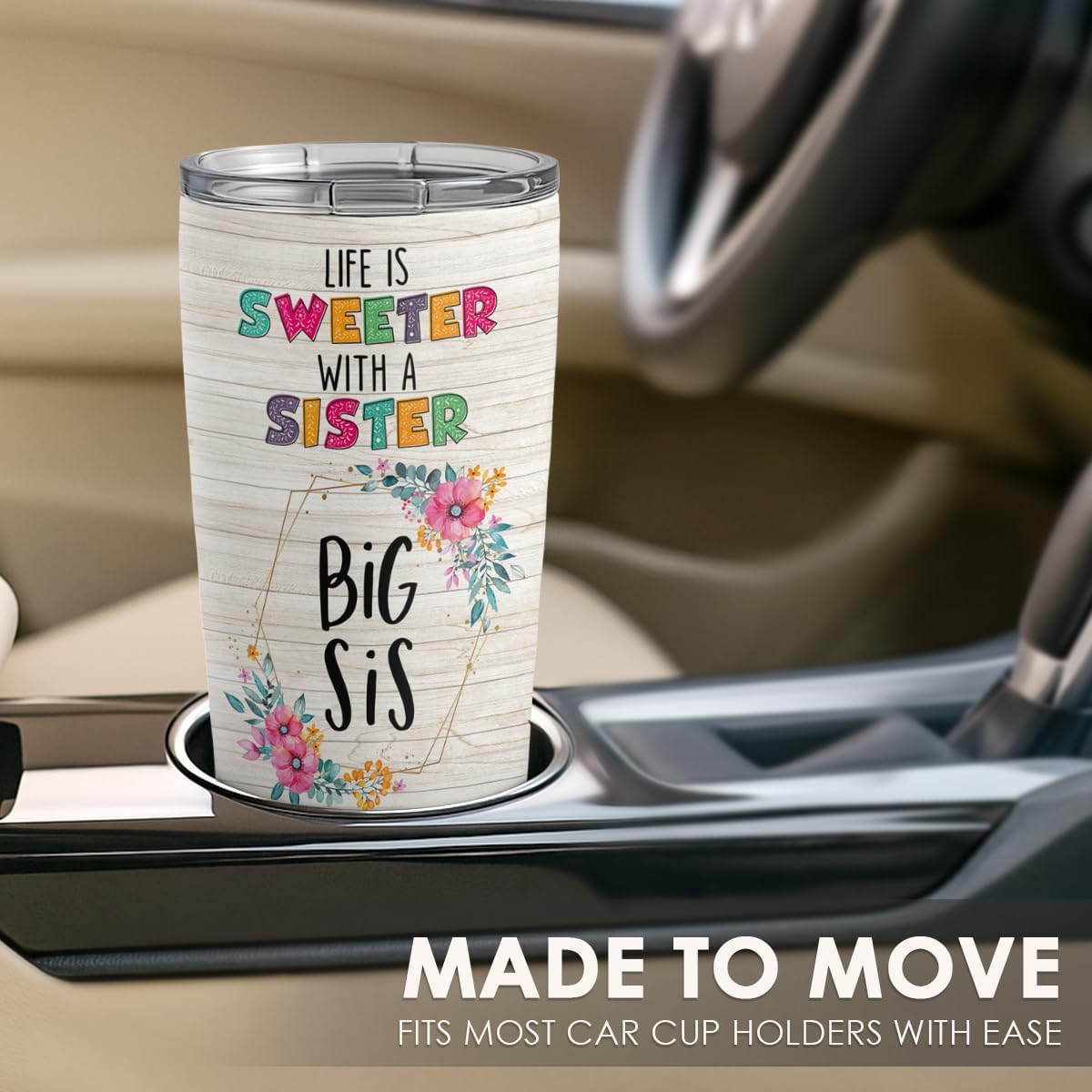 SANDJEST Sister Gifts - Sister Stainless Steel 20oz Tumbler, Insulated Travel Mug, Gifts for Birthday, Christmas, Women, Girls, Best Friends