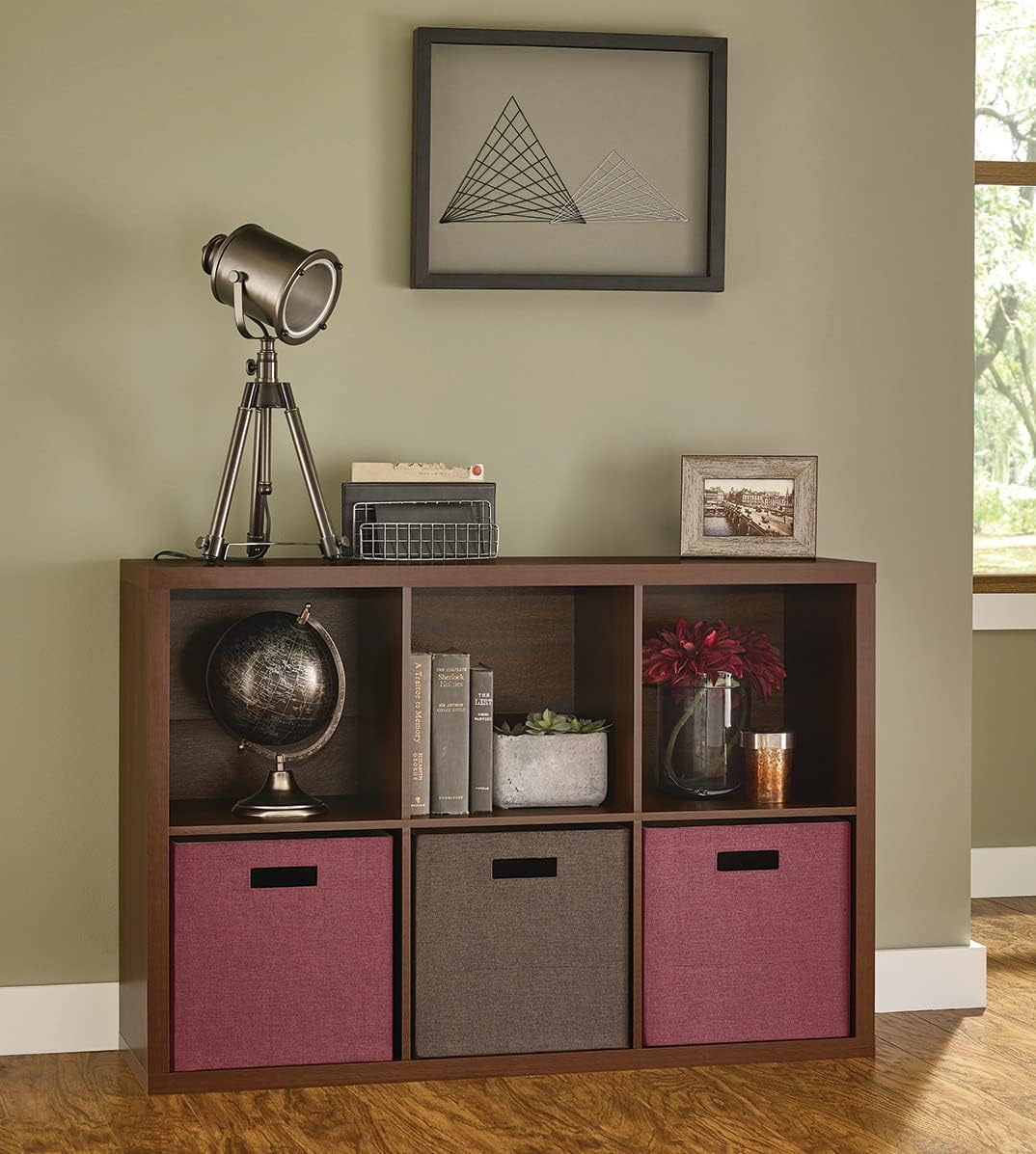 ClosetMaid 6 Cube Storage Shelf Organizer Bookshelf with Back Panel, Easy Assembly, Wood, Dark Chestnut Finish