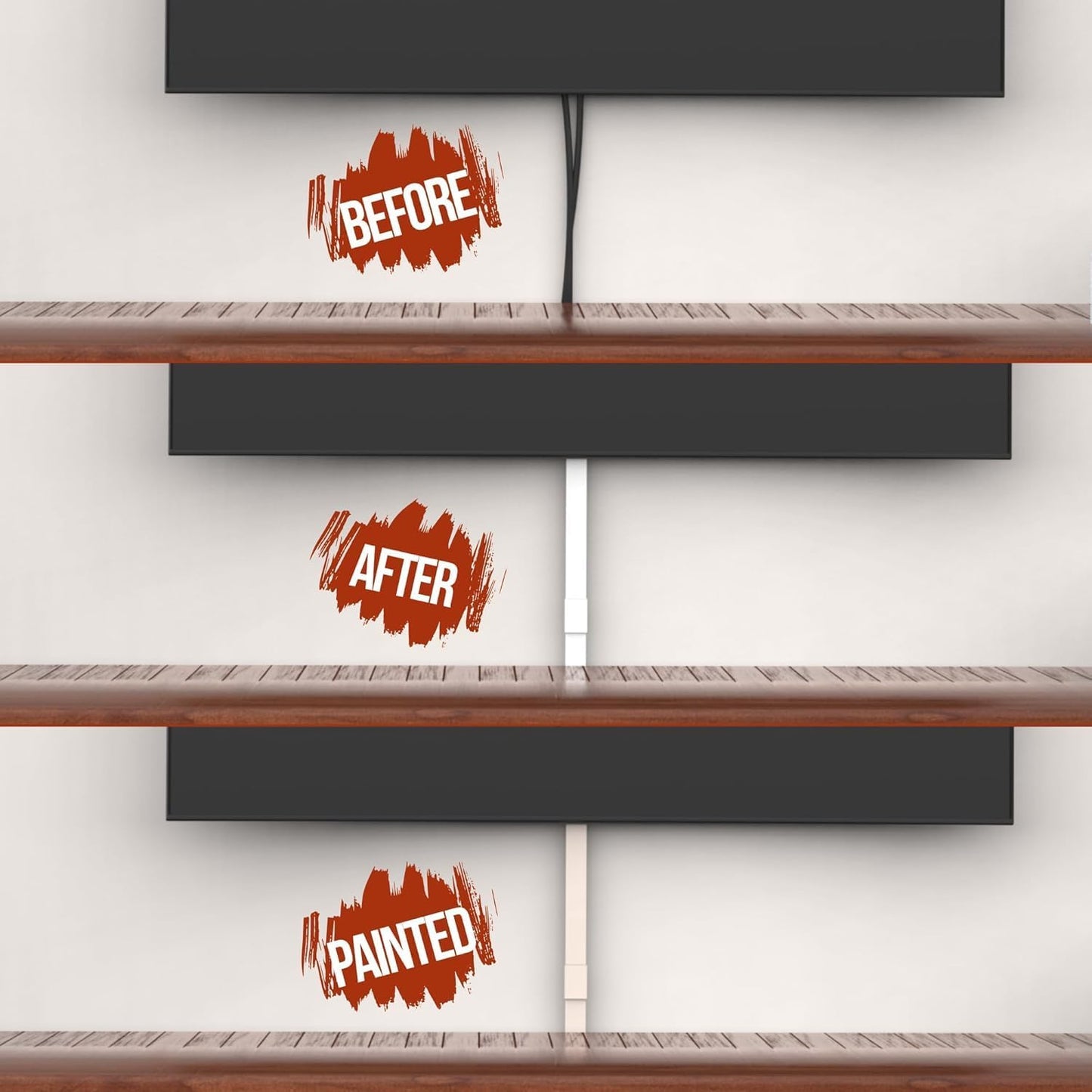 157in Cord Hider for 1-2 Wire, Self Adhesive One-Cord Channel Cable Concealer, Paintable Cable Covers for TV Cords on Wall, Cable Raceway Kit for Extension Cord, Ethernet Cables, Speaker Wires