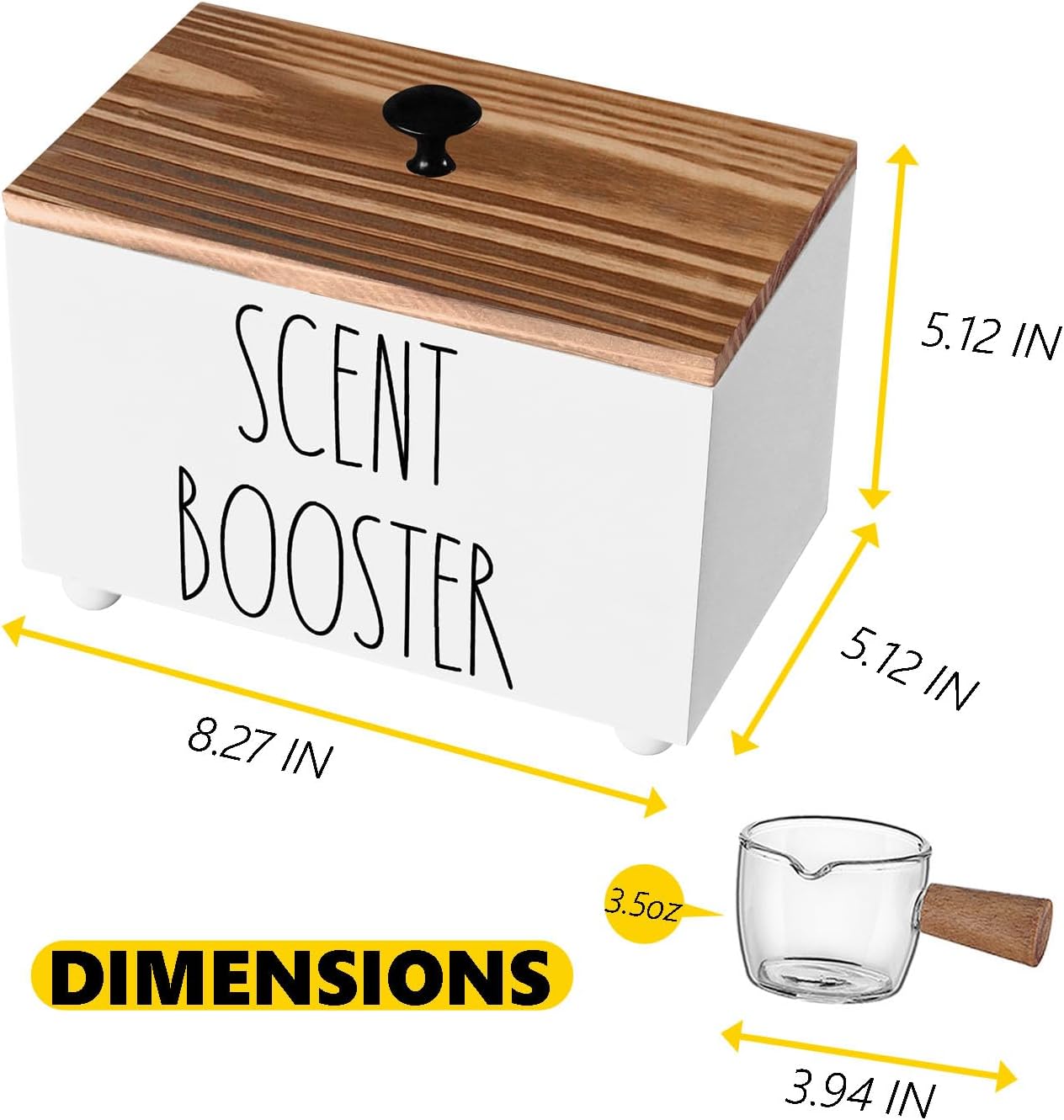 CHONIC Laundry Scent Booster Container, Farmhouse Scent Beads Storage Organization, Rustic Wood Dispenser for Clothing Fragrance Beads, Laundry Room Powder Box, Laundry Detergent Organizer Bin