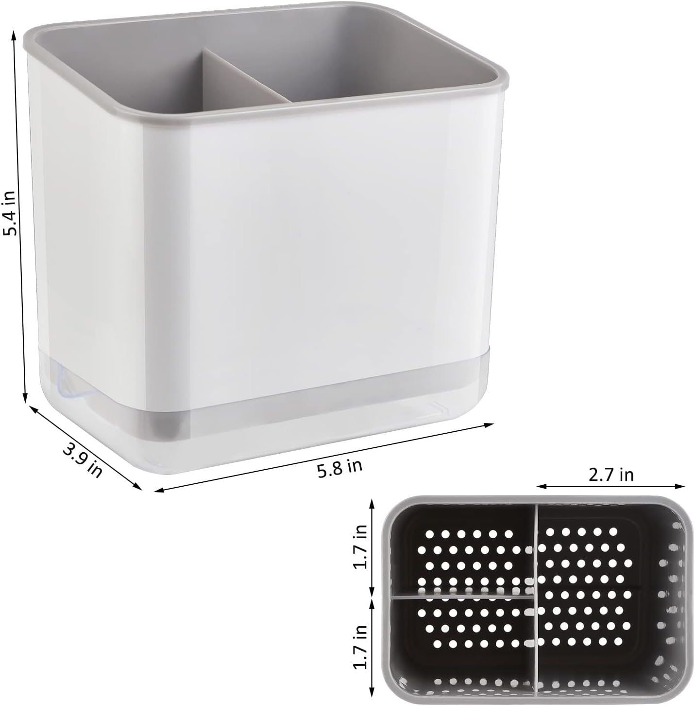 RedCall Kitchen Sink Caddy Organizer Counter,Dish Sponge Holder and Brush Holder with Drip Tray,Plastic Sinkware Caddy,Bathroom Toothbrush Holder (1 Sink Caddy)