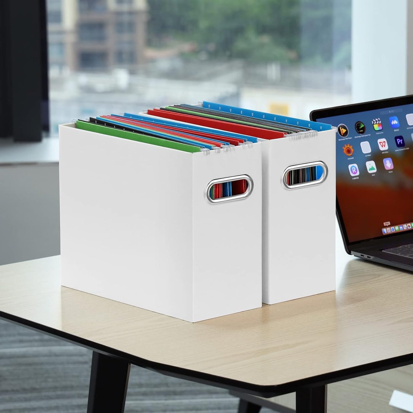 Oterri Cardboard File Organizer Box for Hanging File Folders Letter Size,File Box for Computer Desk,File Cabinet,Working Home,Office,Classroom (White, Letter Size - 6 Packs)