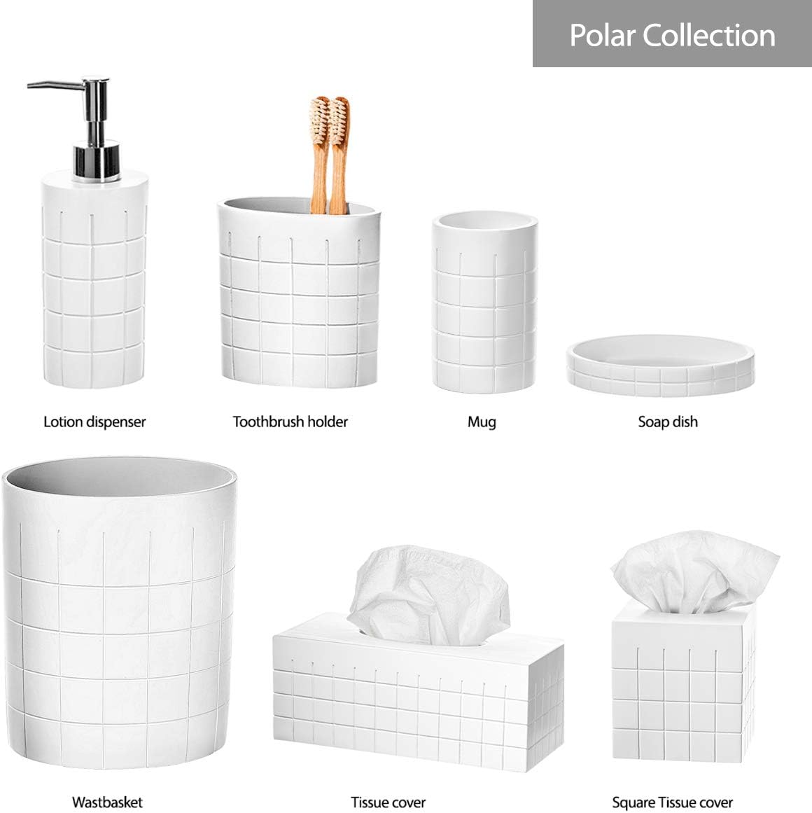 Creative Scents Polar White Small Bathroom Trash Can 1.58 Gal / 6L - Small Waste Basket for Bathroom - Space Friendly Wastebasket Bin for Powder Room, Bedroom Or Living Room