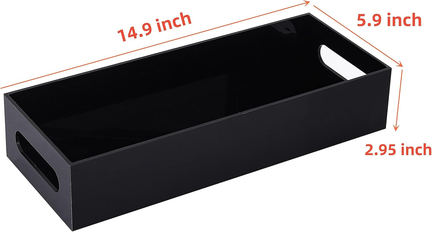 IEEK Toilet Paper Holder with Storage Acrylic Basket, Modern Tank Tray with Non-Slip Mat, Black Decor for Bathroom, Vanity, Bedroom, Entryway, Living Room