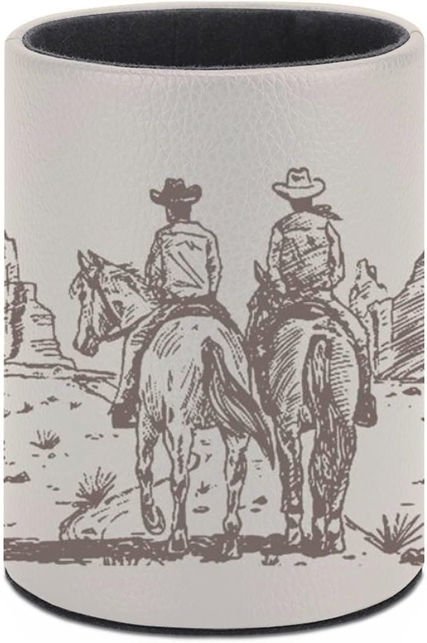 Western Desert Cowboy Pen Holder Pencil Organizer Cute Pencil Cup Desk Decor Makeup Brush Holder PU Multifunctional Office Suppliesfor Home Classroom School