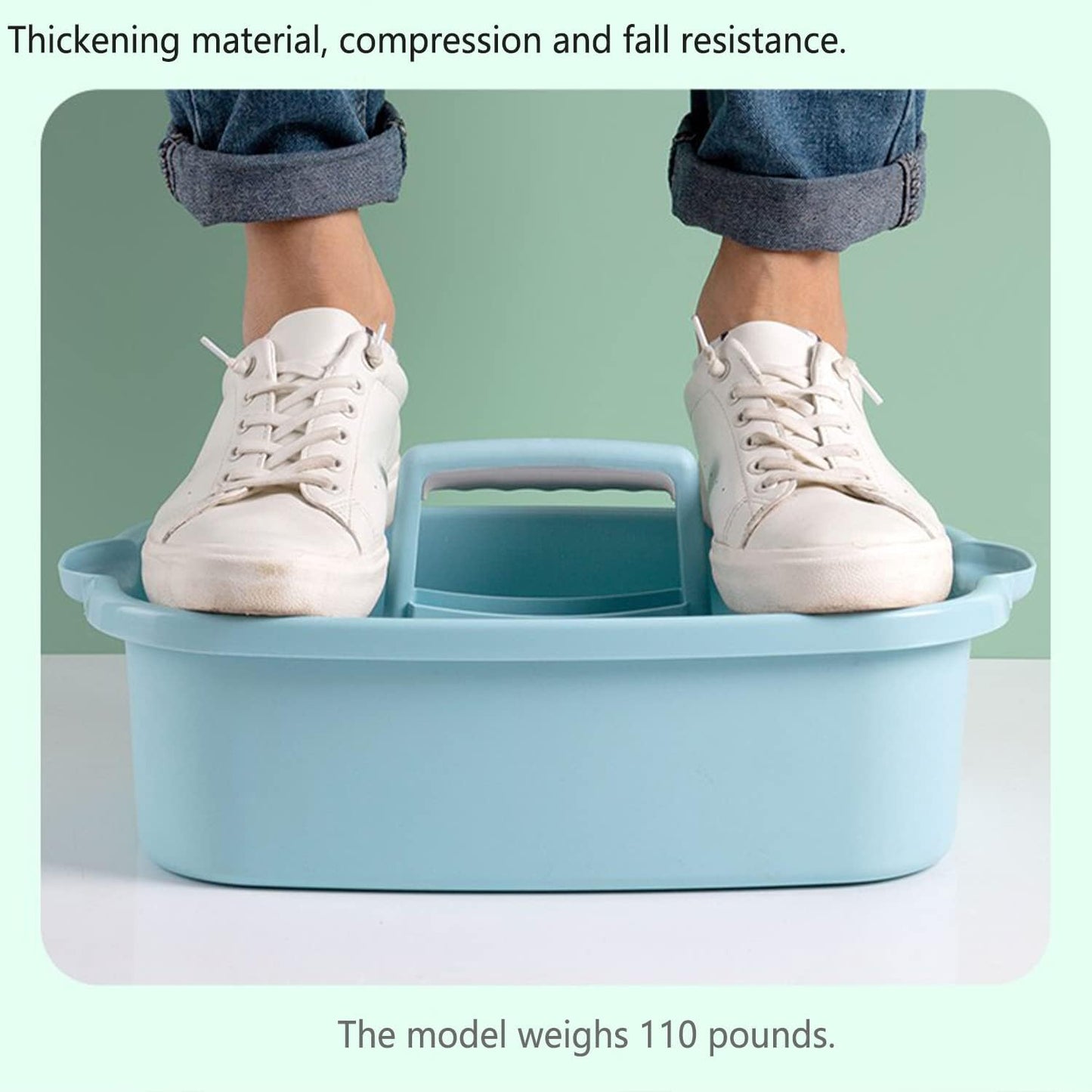 Haundry Large Cleaning Caddy with Handle, Tool Storage Basket Organizer, Sturdy Pail Bucket Organizer, Household Bucket for Cleaning Supplies - Gray